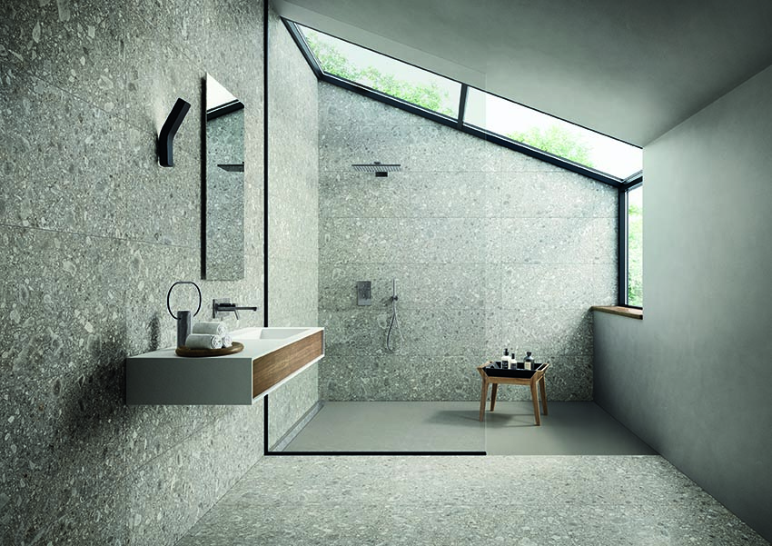 Ergon Lombarda Bodenfliese Terrazzooptik Grau Matt 90x90 cm rektifiziert R10B