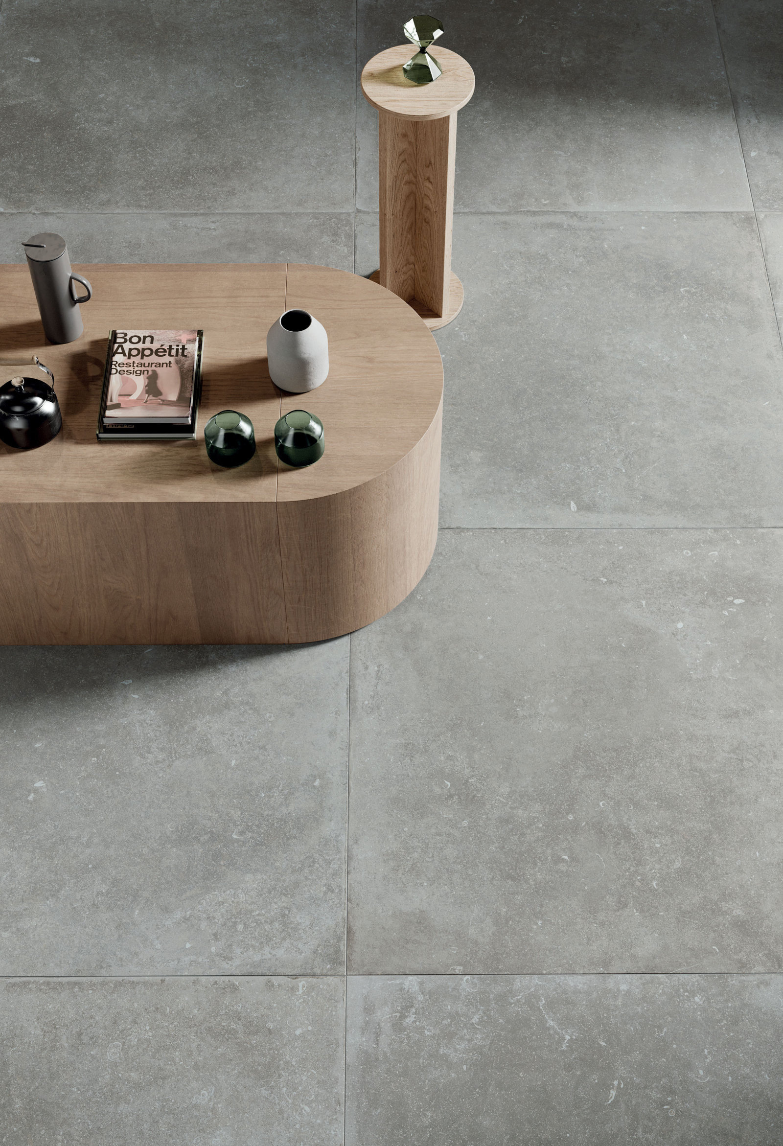 Flaviker Nordik Stone Indoor Bodenfliese Natursteinoptik Hellgrau Matt 120x120 cm rektifiziert R10B