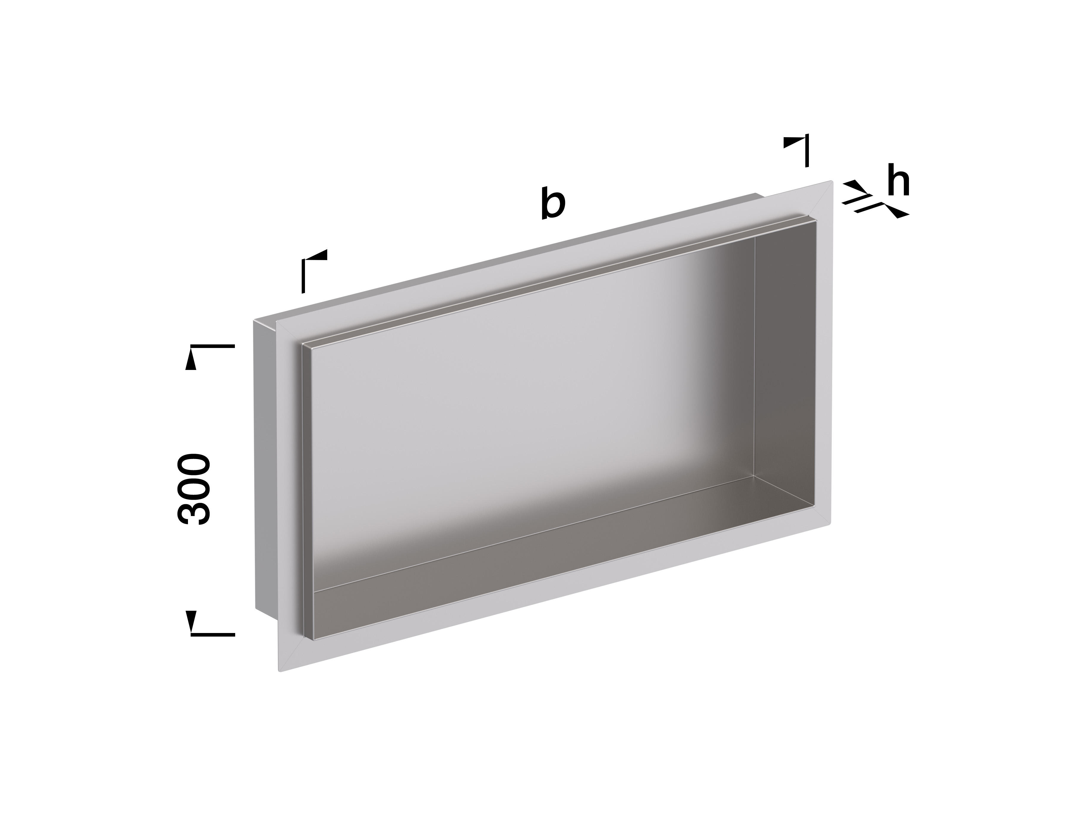 Alferpro Duschnische Alferbox 30x60x1,5 cm Tiefe: 10 cm Edelstahl V2A Silbergrau pulverbeschichtet Metallic