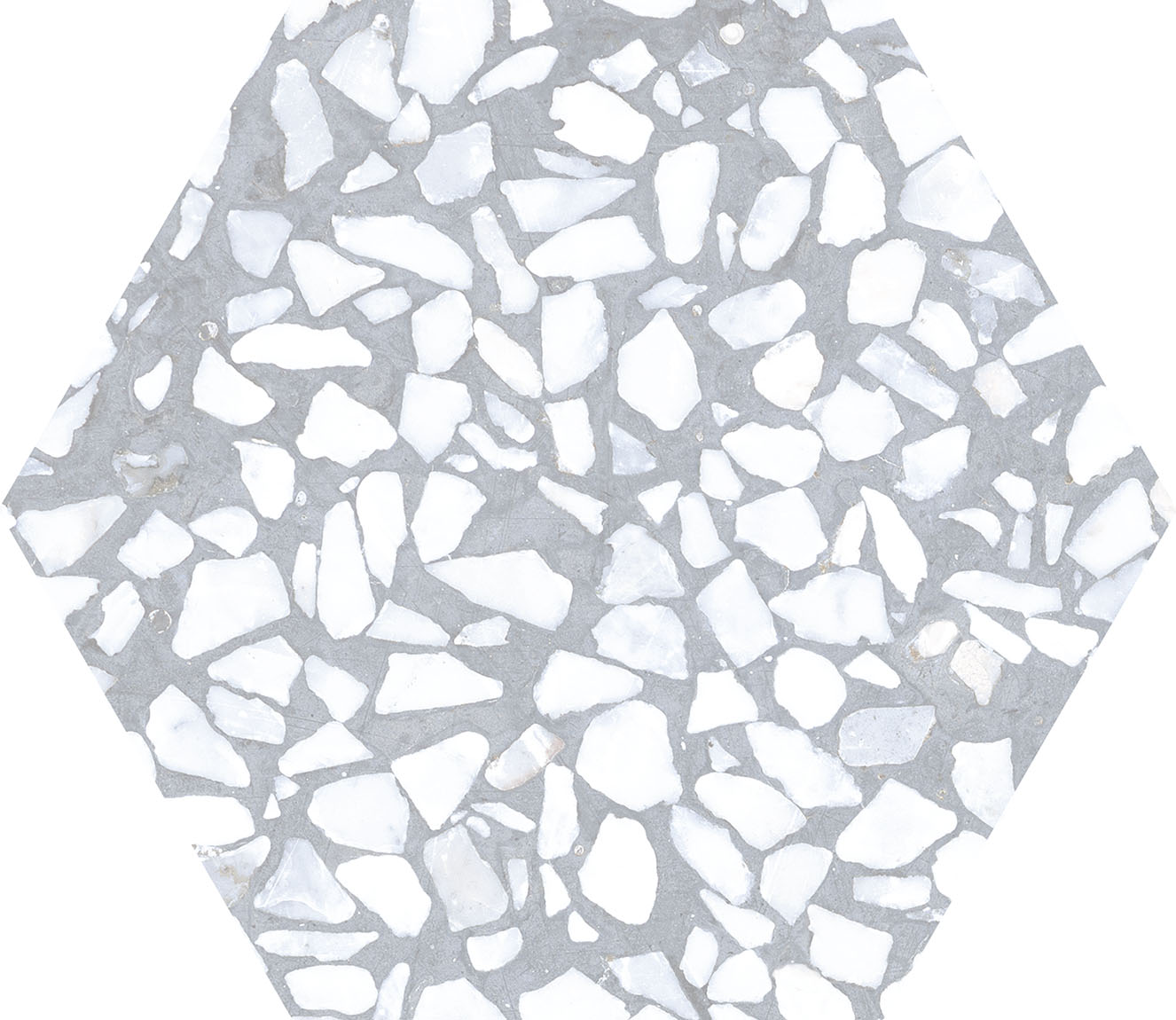Urbanixx Gres Tarfala Bodenfliesen Terrazzooptik Hexagon Grau Matt 23,2x26,7 cm rektifiziert