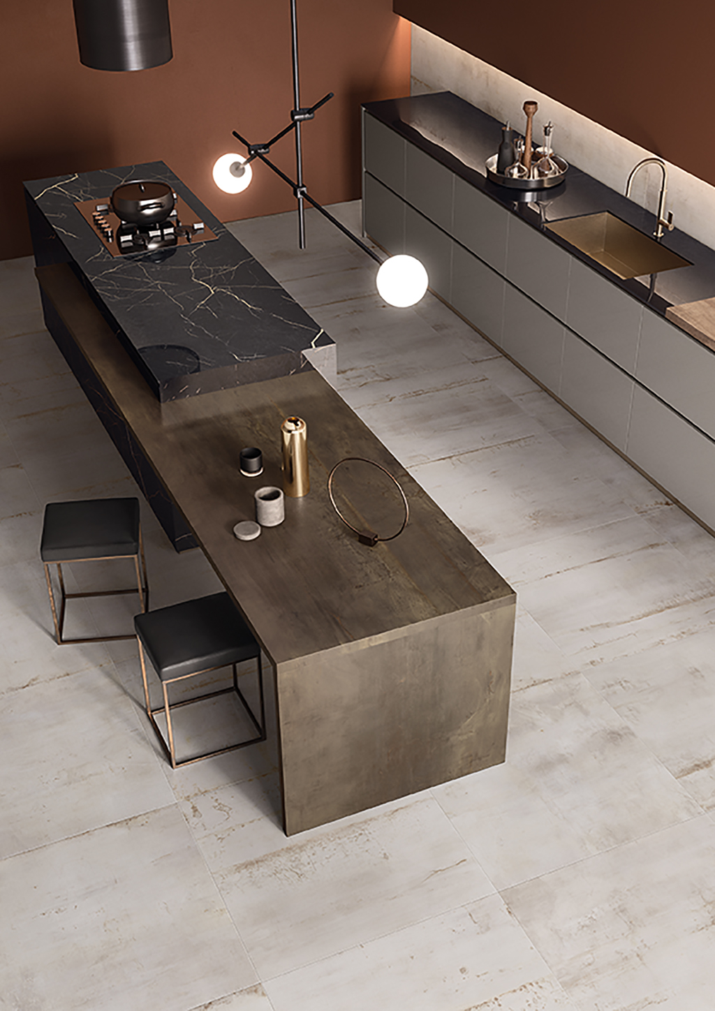 Flaviker Rebel Bodenfliese Metalloptik Bronze matt 120x120 cm rekt. R10B Flaviker Rebel Bodenfliese Metalloptik Bronze matt 120x120 cm rekt. R10B