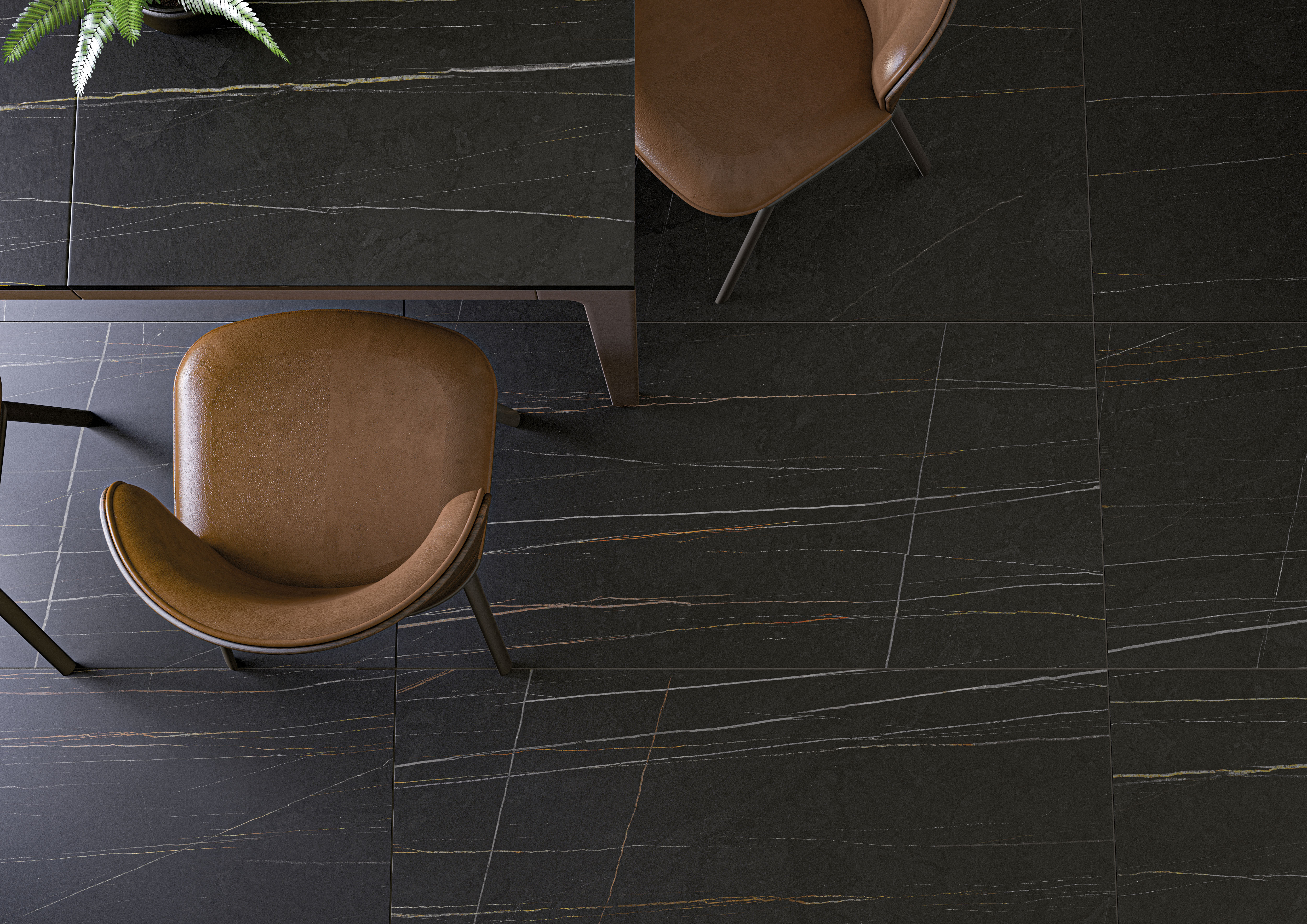 Vanezia Gres Kangos Bodenfliese Marmoroptik Schwarz Matt 120x260 cm rektifiziert