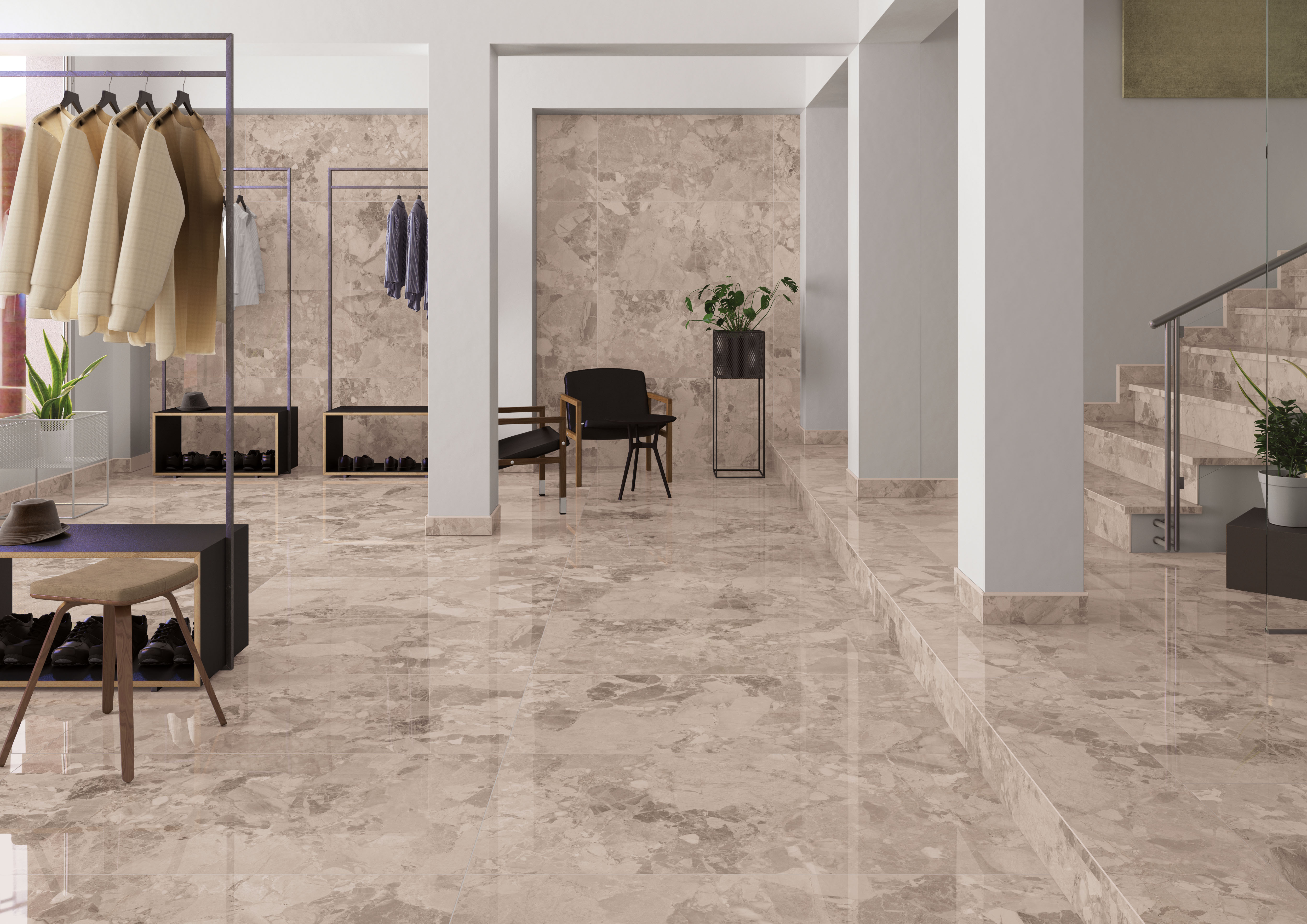 Vanezia Gres Vaarala Bodenfliese Natursteinoptik Beige Glänzend 60x120 cm rektifiziert
