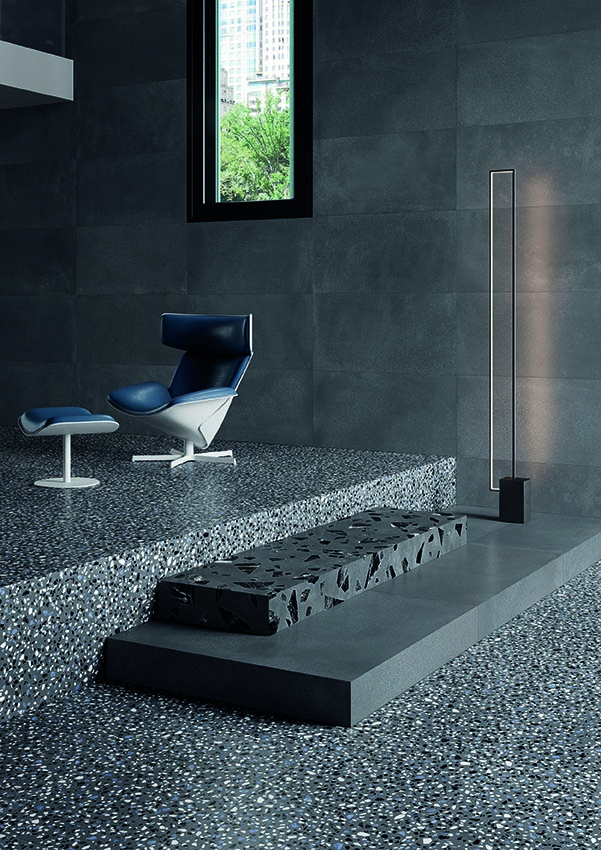 Ergon Medley Rock Bodenfliese Terrazzooptik Dunkelgrau Matt 60x60 cm rektifiziert R10B
