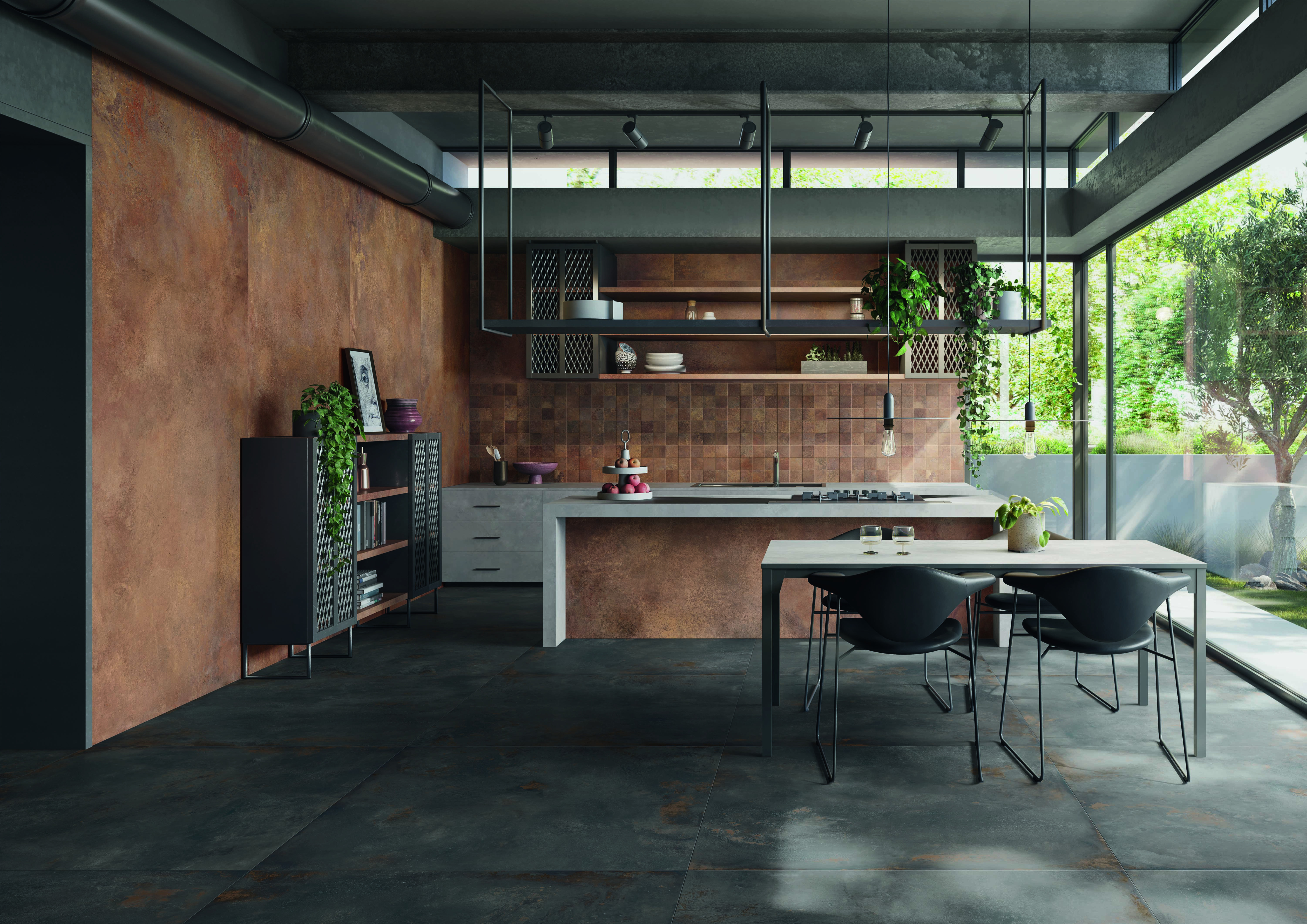 Caesar Alchemy Bodenfliese Metalloptik Rost Matt 80x80 cm rektifiziert R9A