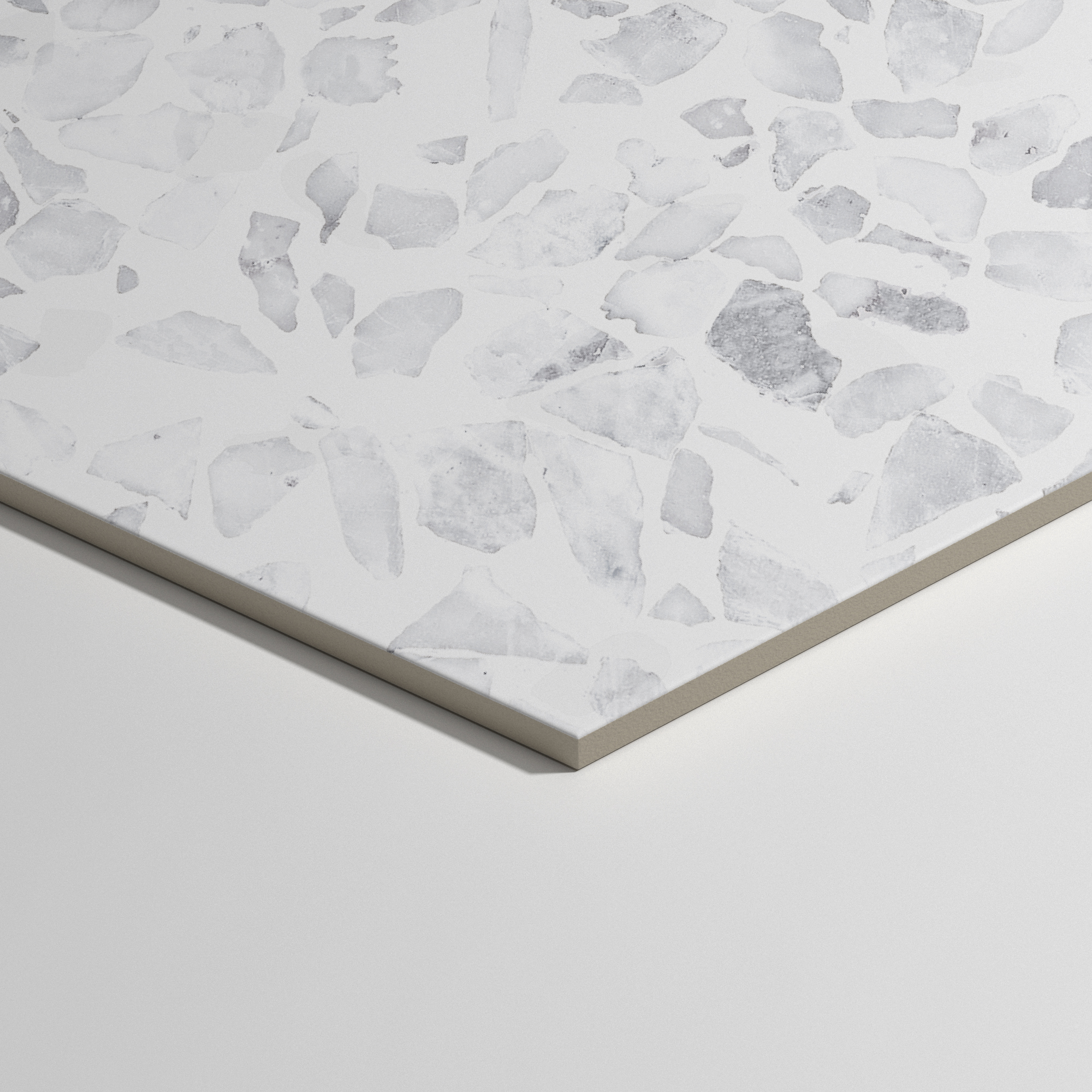 Urbanixx Gres Tarfala Bodenfliesen Terrazzooptik Hexagon Hellgrau Matt 23,2x26,7 cm rektifiziert