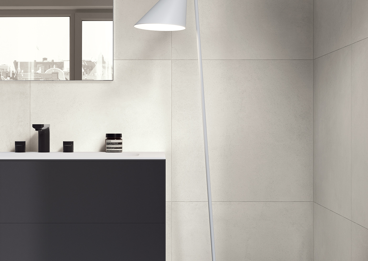 Urbanixx Gres Hirado Bodenfliese Betonoptik Weiß Matt 60x60 cm rektifiziert R10