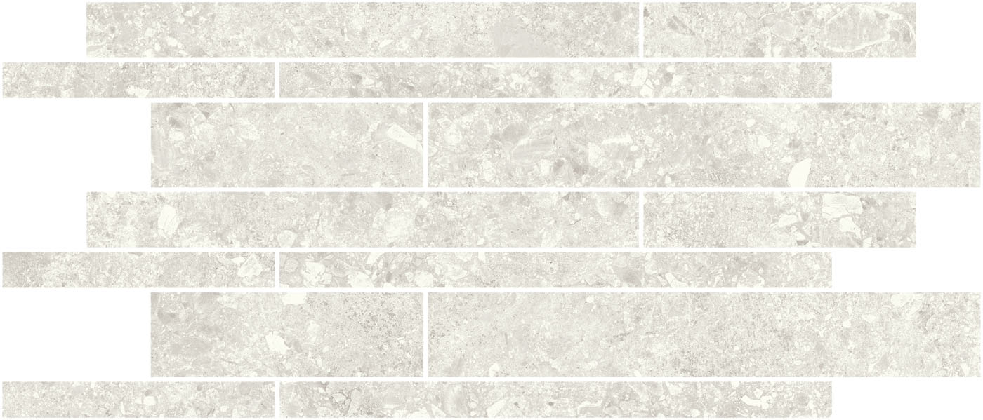 Urbanixx Gres Kyoto Stäbchenmosaik Terrazzooptik Weiß Matt 30x60 cm R10
