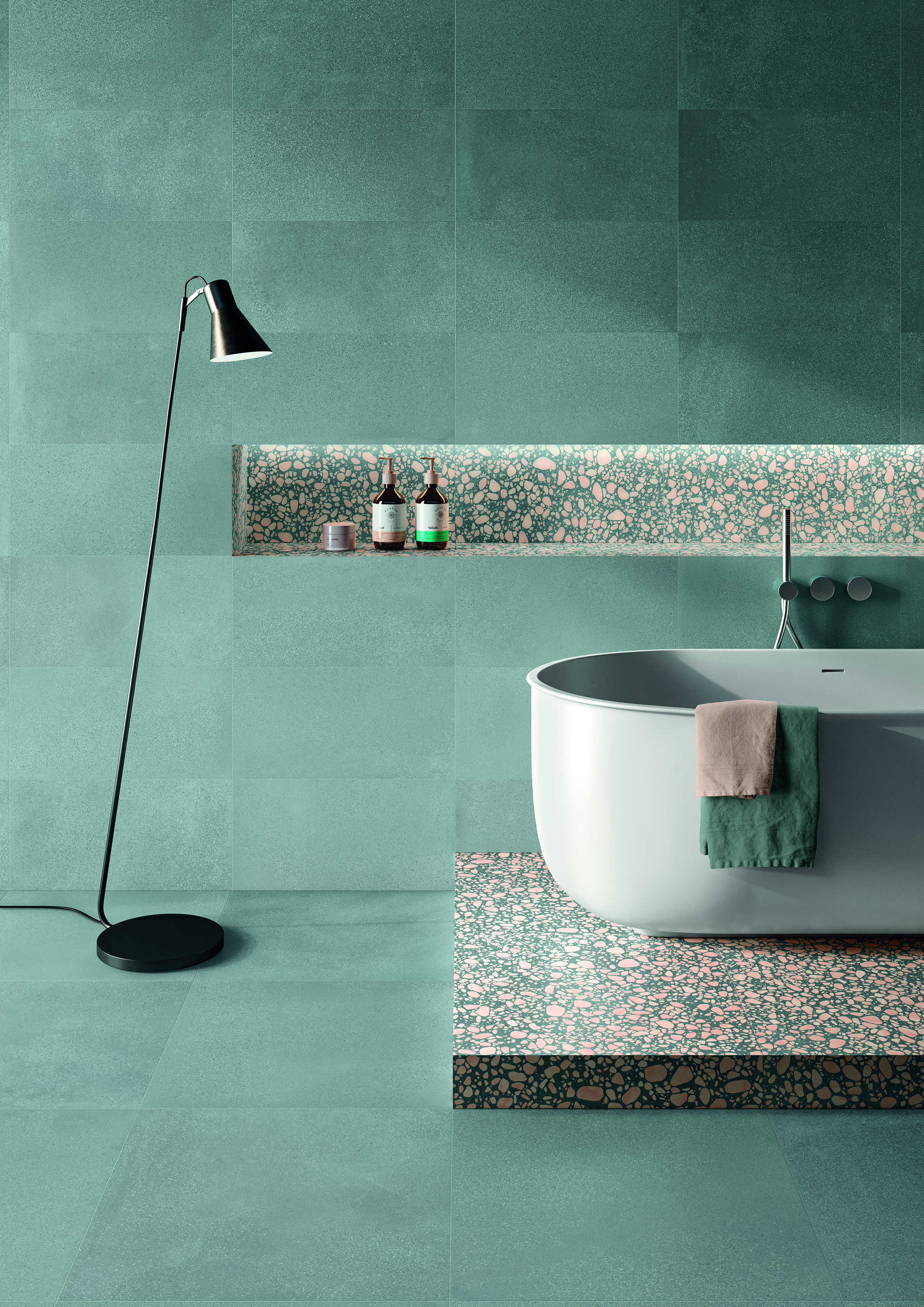 Ergon Medley Pop Bodenfliese Terrazzooptik Grün Matt 60x120 cm rektifiziert R10B