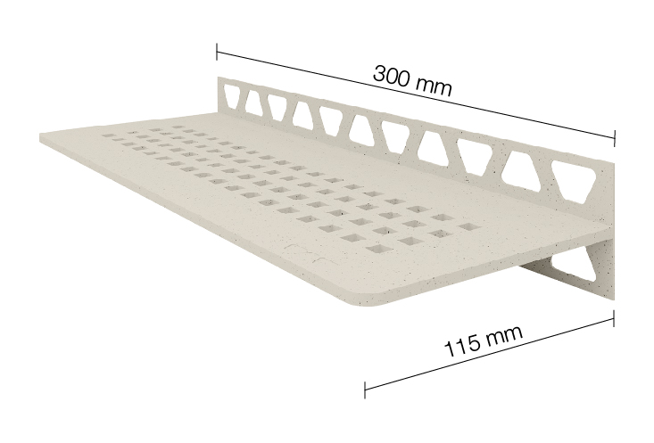 Schlüter SHELF W S1 300x115 mm Square TSI strukturbeschichtet Elfenbein Duschablage