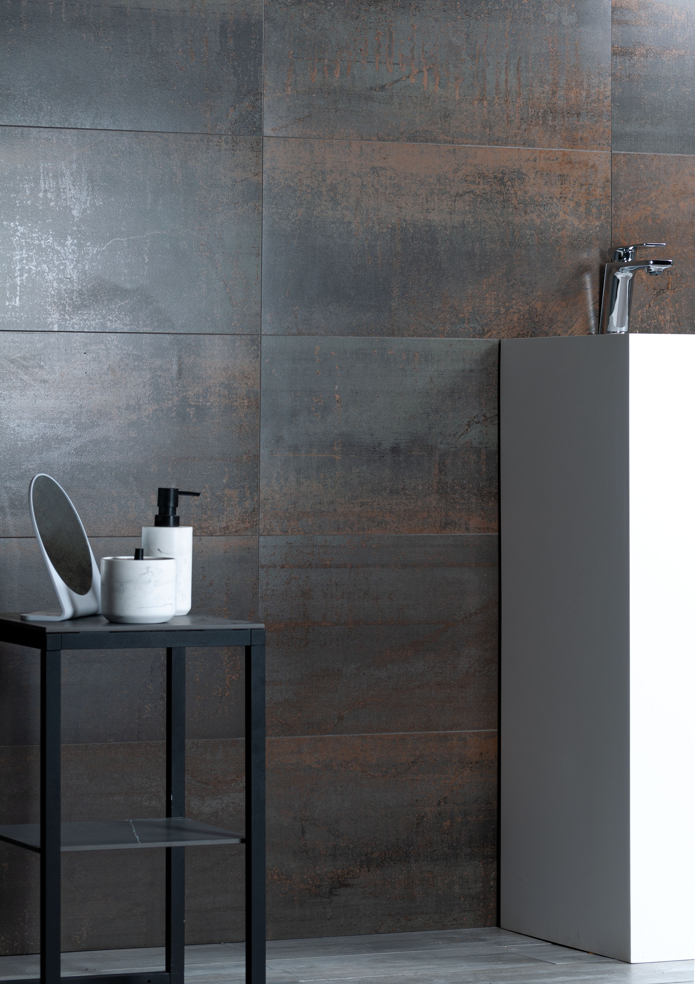 Urbanixx Gres Karlstadt Bodenfliesen Metalloptik Braun Matt 120x260 cm rektifiziert R9