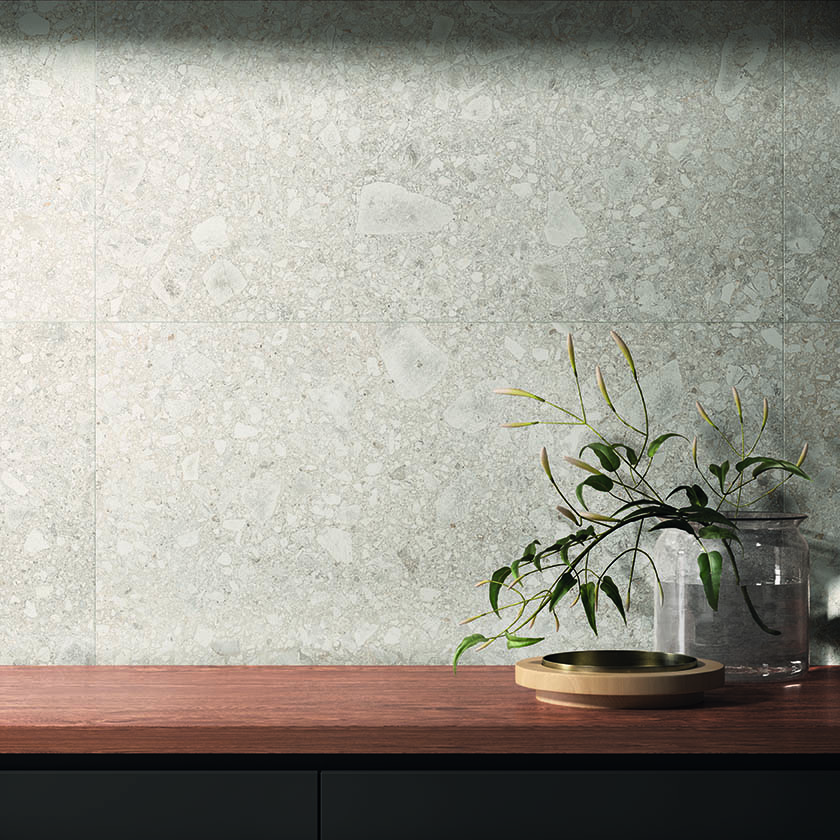 Ergon Lombarda Bodenfliese Terrazzooptik Bianco matt 60x120 cm Rekt. R10B