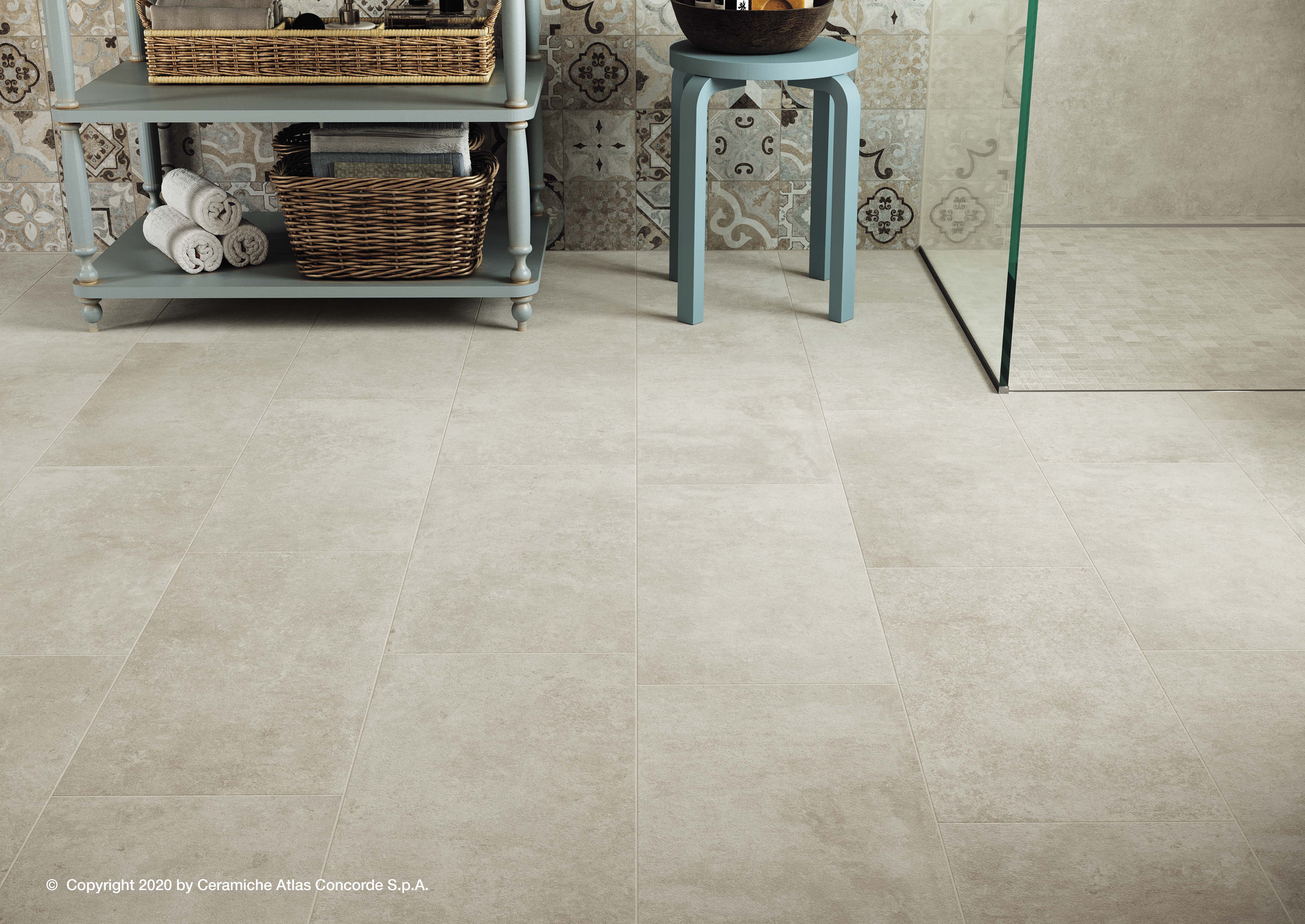 Urbanixx Gres Marbella Bodenfliese Betonoptik Weiß matt 60x60 cm rekt. R10B