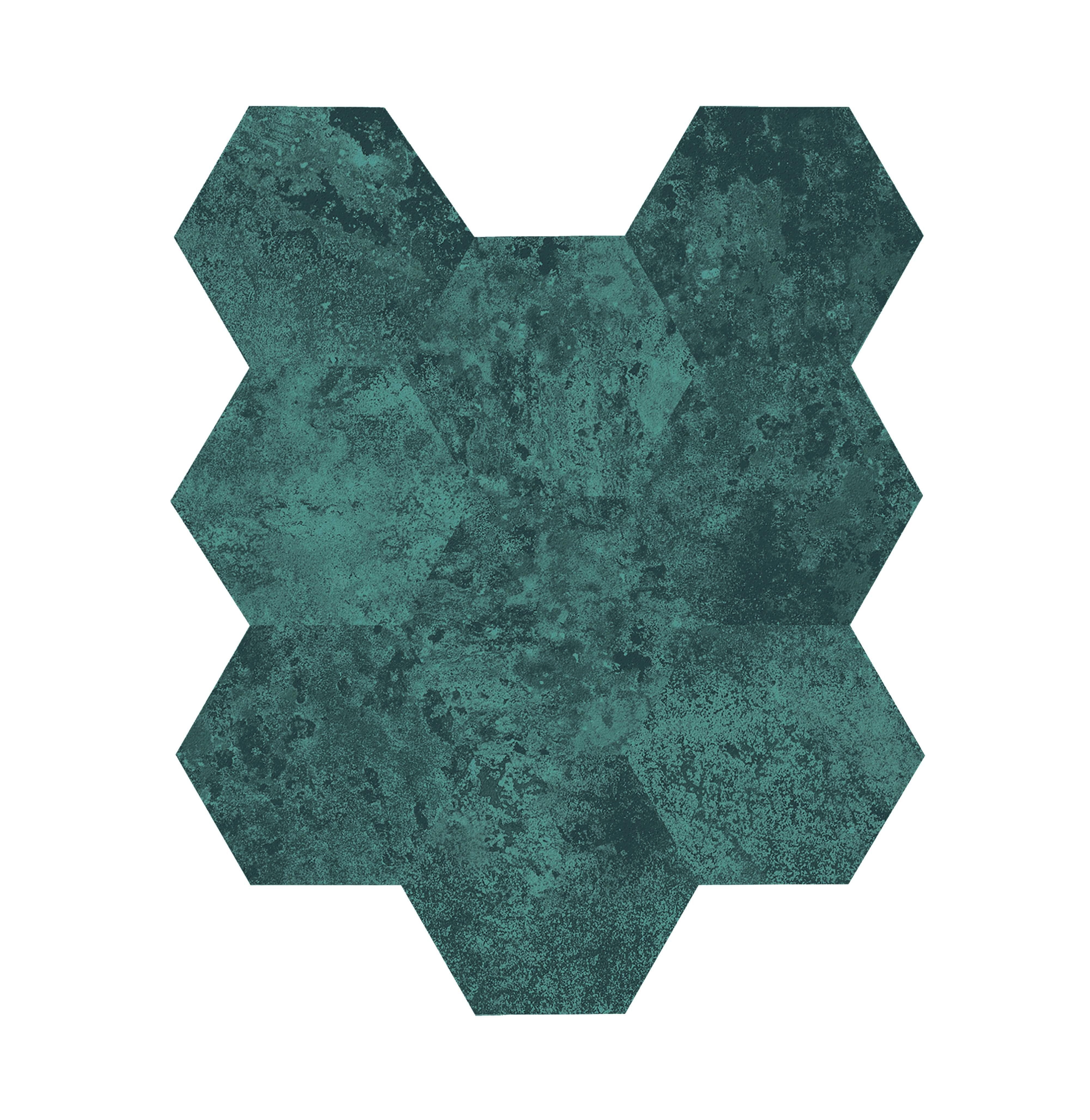 Caesar Alchemy Mosaik Hexagon 3D Metalloptik Blau Matt 28x34  cm  