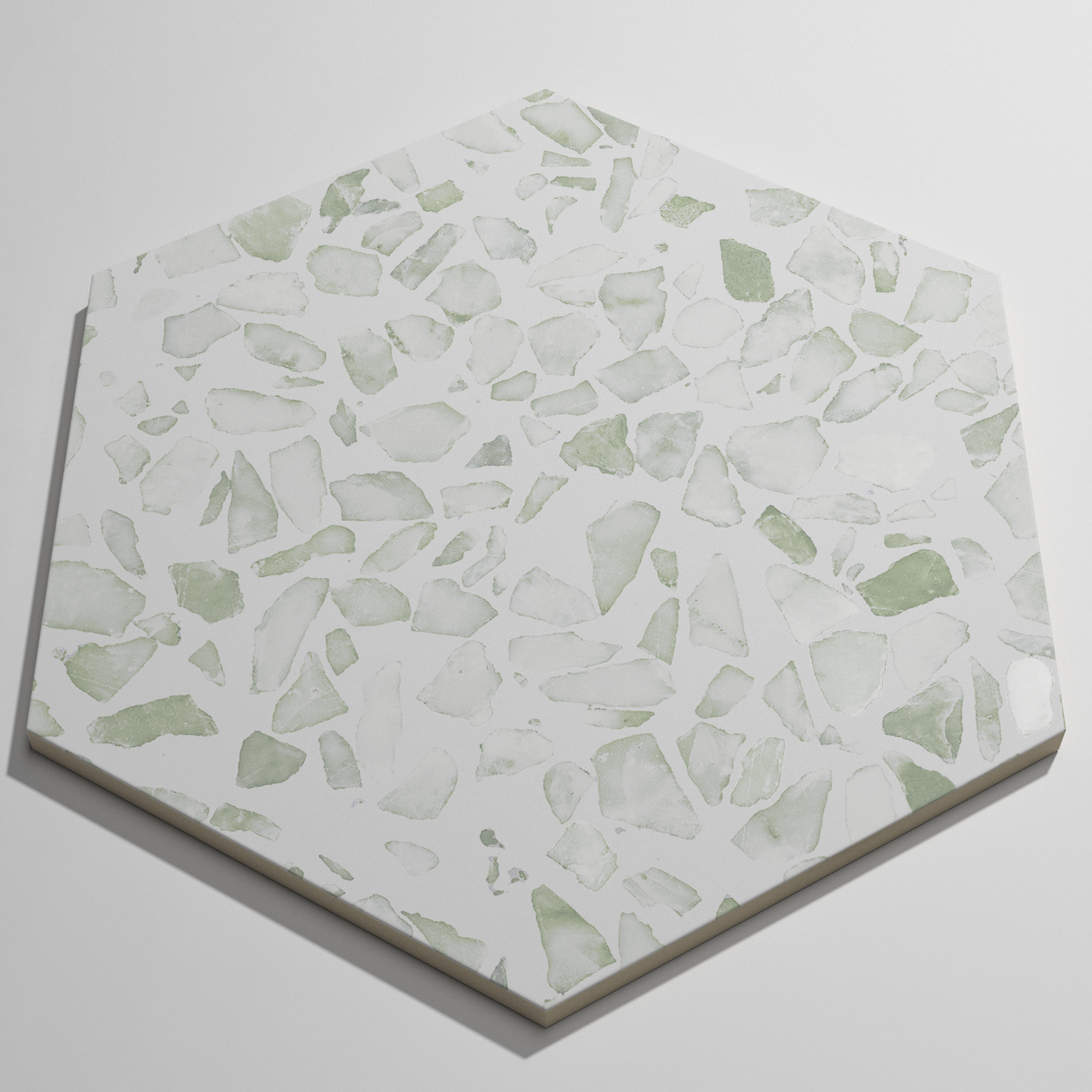 Urbanixx Gres Tarfala Bodenfliesen Terrazzooptik Hexagon Grün Matt 23,2x26,7 cm rektifiziert