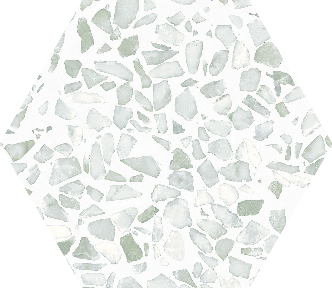 Urbanixx Gres Tarfala Bodenfliesen Terrazzooptik Hexagon Grün Matt 23,2x26,7 cm rektifiziert