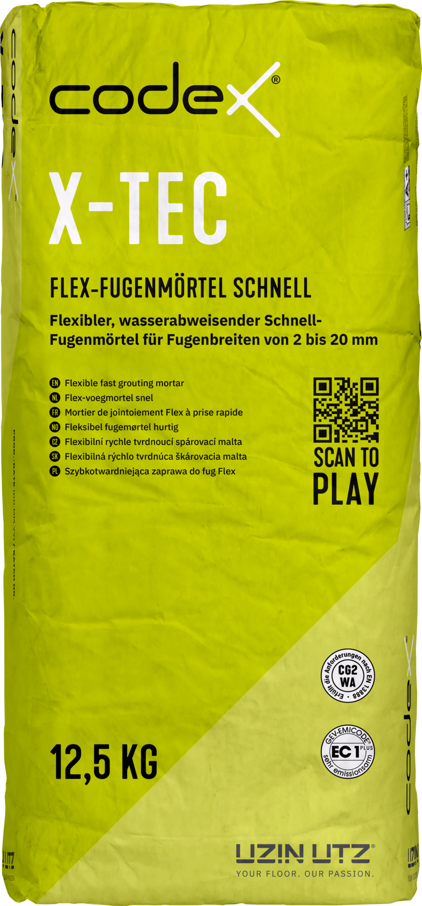 Codex X Tec Silbergrau 12,5 kg Flex Fugenmörtel schnell