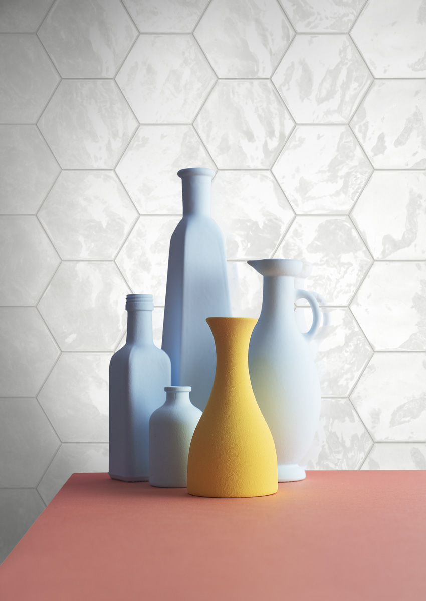 Catalea Gres Morioka Wandfliese Hexagon Weiß Glänzend 17,3x15 cm 