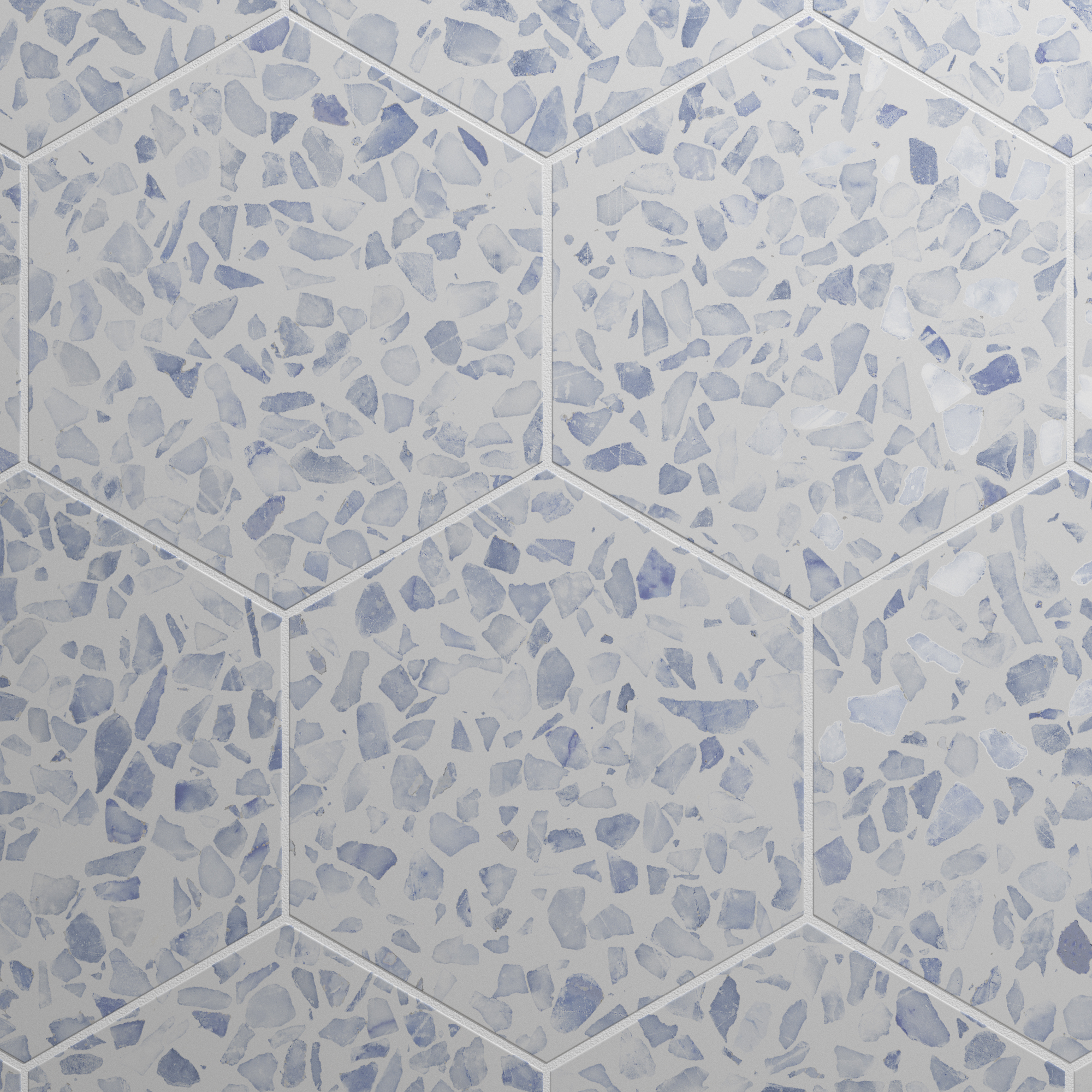 Urbanixx Gres Tarfala Bodenfliesen Terrazzooptik Hexagon Blau Matt 23,2x26,7 cm rektifiziert