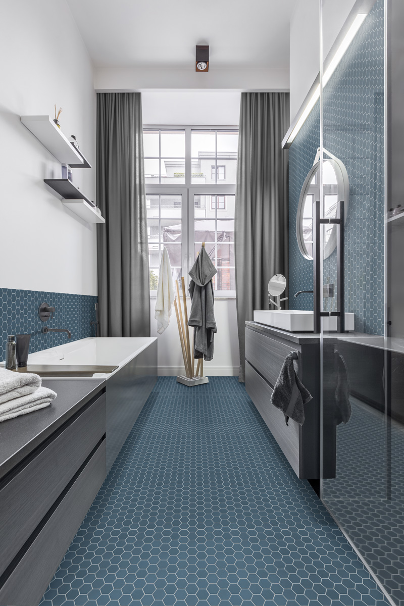 Catalea Gres Tokio Hexagonmosaik Meerblau Matt 31,6x31,6 cm rektifiziert R10