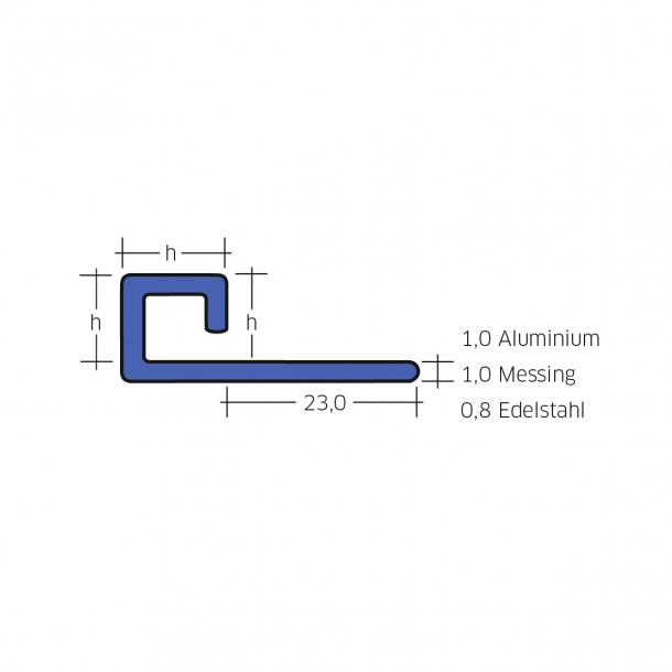 Blanke Fliesenschiene CUBELINE quadratische Form Edelstahl gebürstet 12,5 mm hoch 2,5 m lang