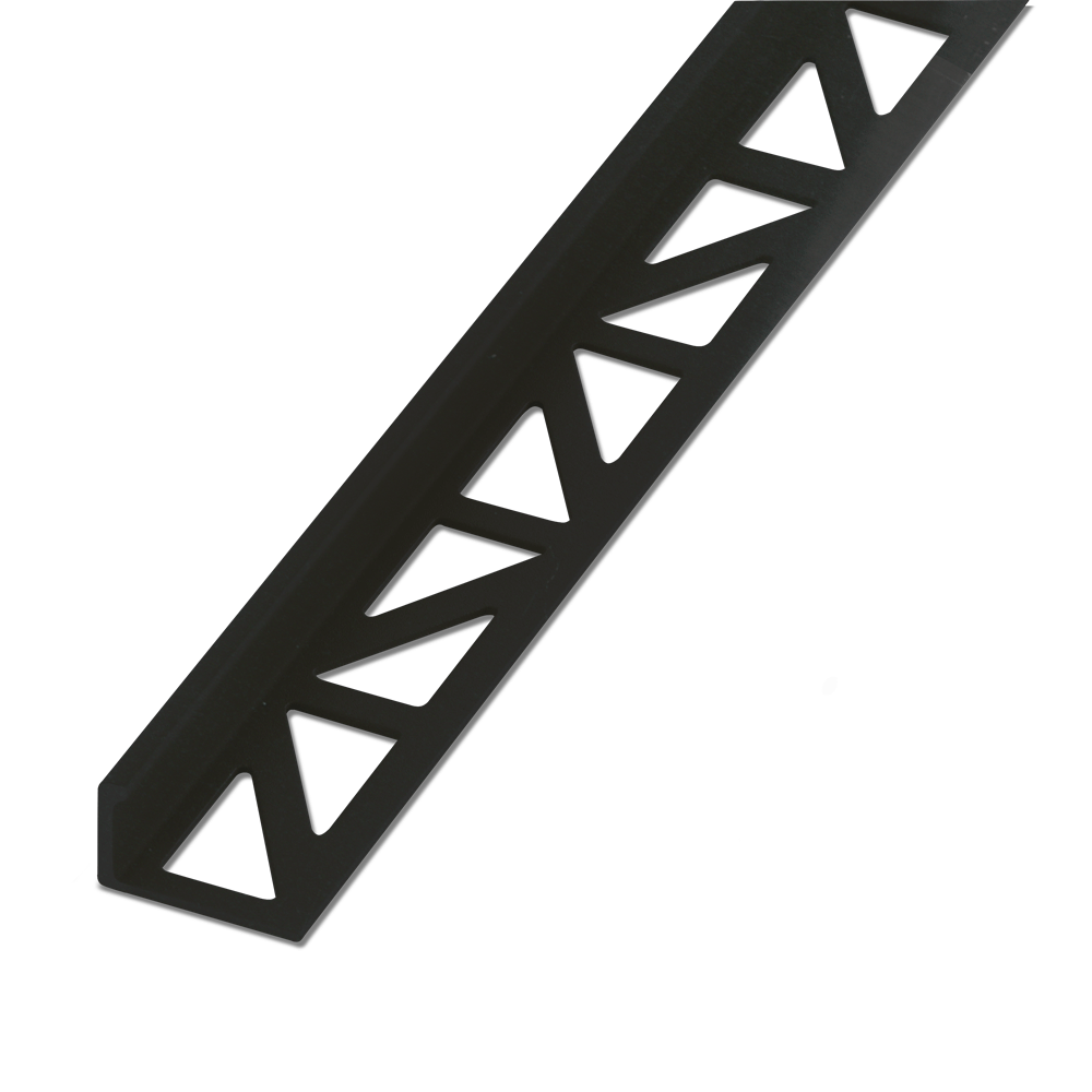 Blanke Fliesen-Abschlussschiene L-Form Aluminium eloxiert schwarz matt 12,5 mm hoch 2,5 m lang