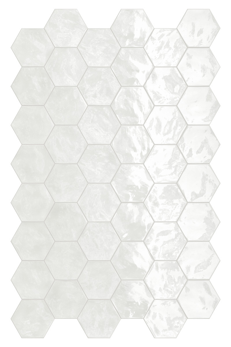 Catalea Gres Morioka Wandfliese Hexagon Weiß glänzend 17,3x15 cm 