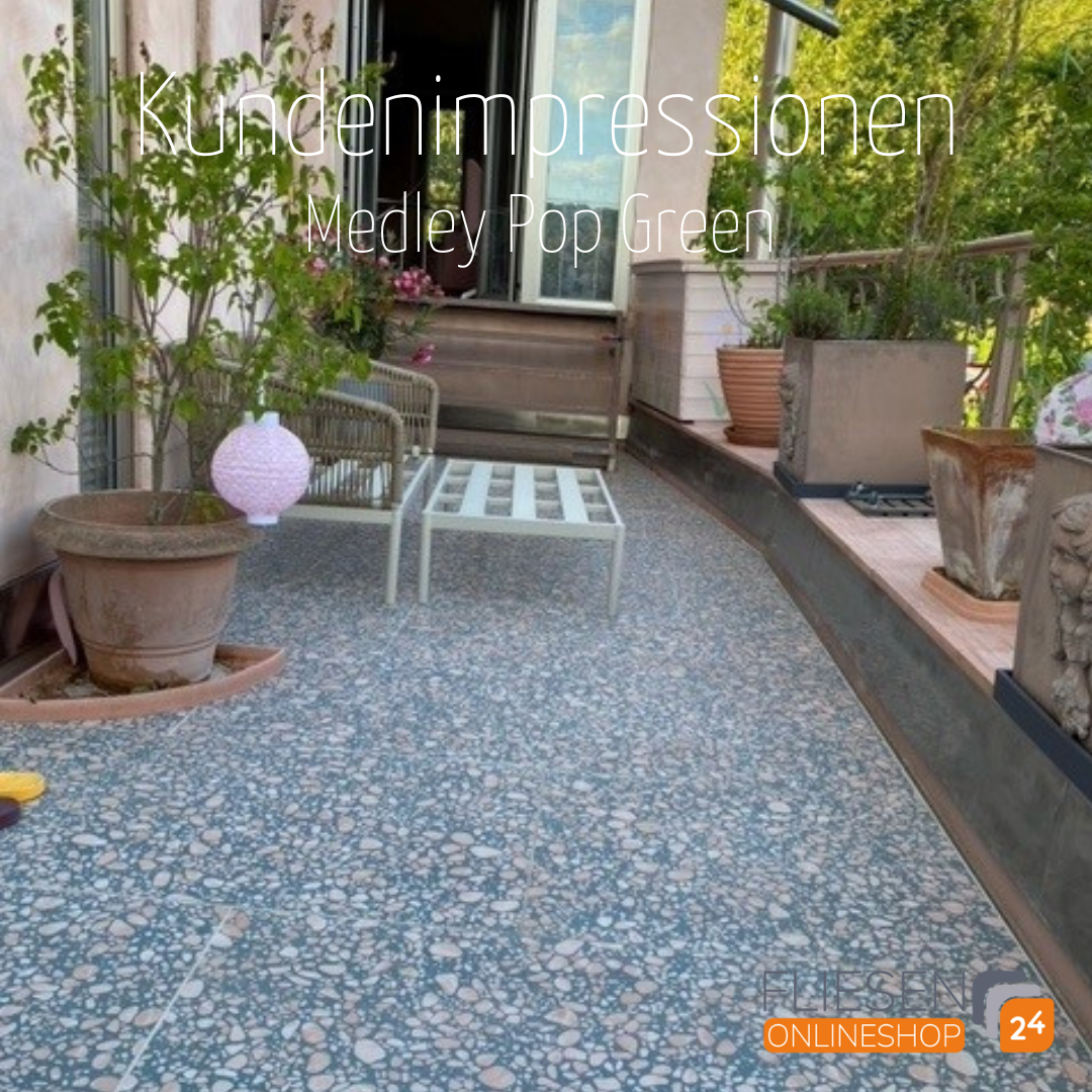 Ergon Medley Pop Bodenfliese Terrazzooptik Grün Matt 60x120 cm rektifiziert R10B