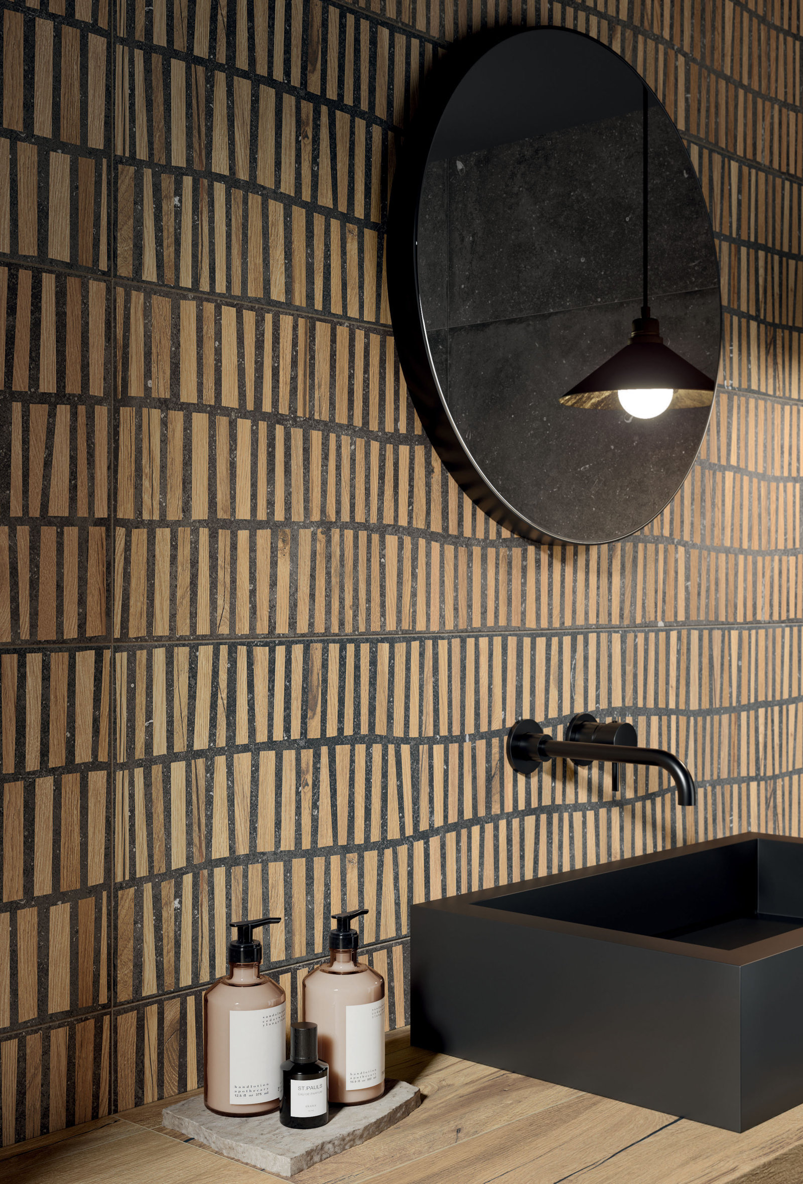 Flaviker Nordik Stone Indoor Dekor Holzoptik Domino Schwarz Matt 60x120 cm rektifiziert 