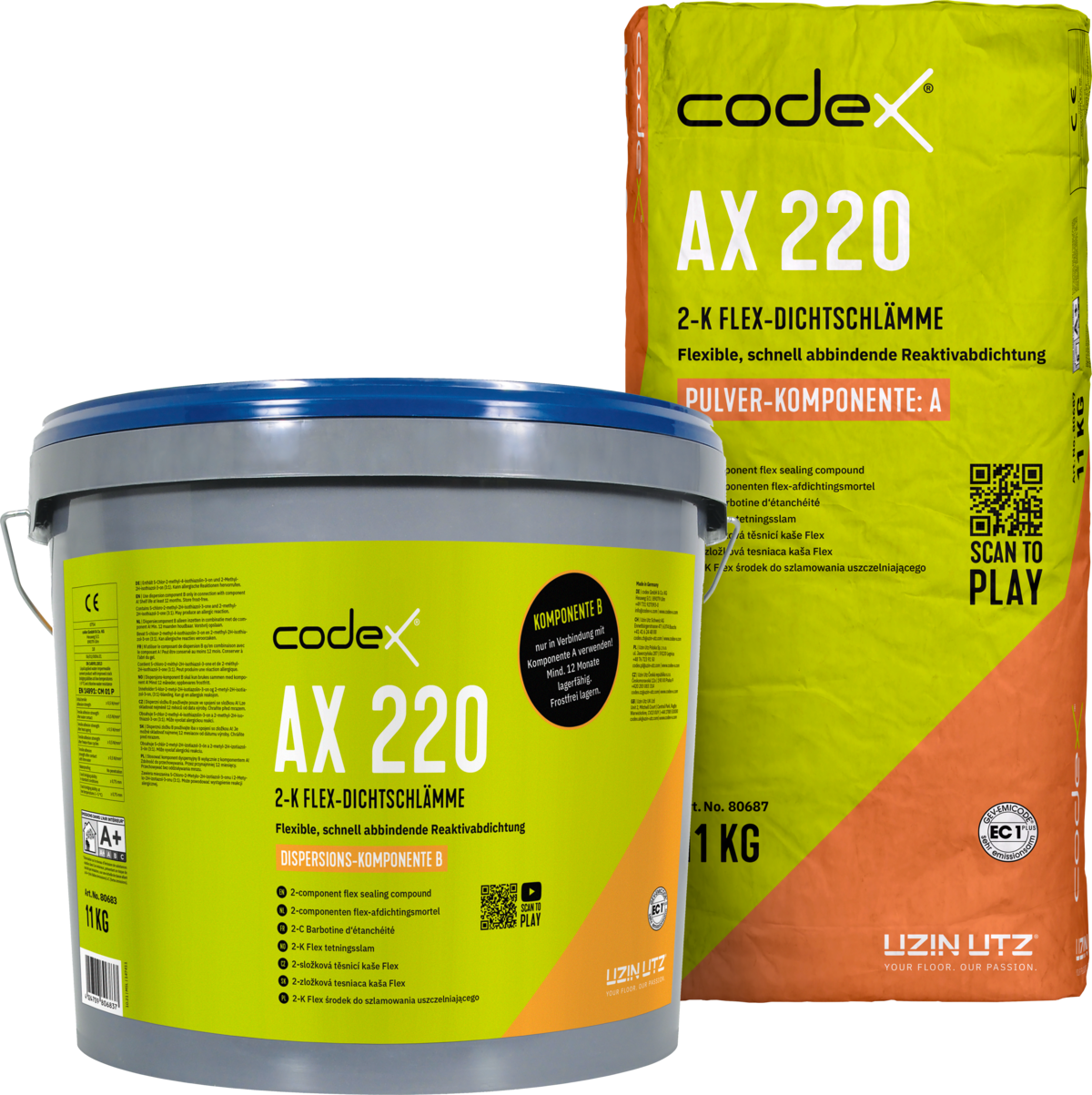 Codex AX 220 A B 2 K Flex Dichtschlämme 11 kg A und 11 kg B