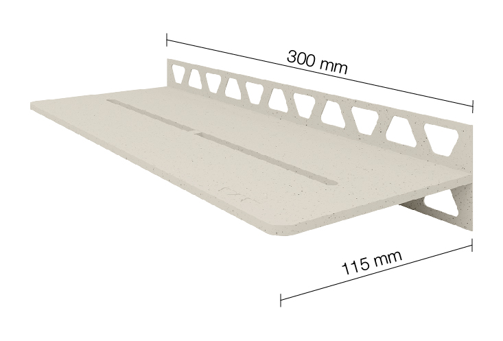 Schlüter SHELF W S1 300x115 mm Pure TSI strukturbeschichtet Elfenbein Duschablage