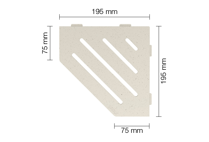 Schlüter SHELF E S2 195x195mm Wave TSI strukturbeschichtet Elfenbein Duschablage