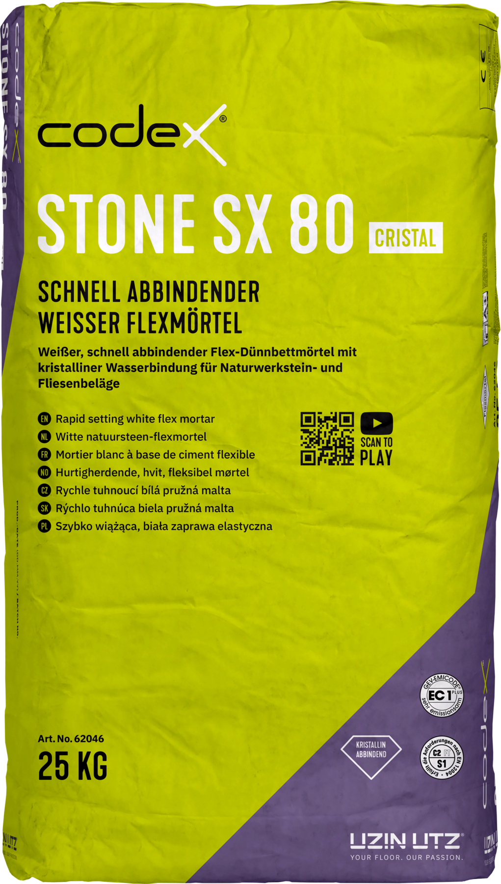 Codex Stone SX 80 cristal 25 kg Schnell abbindender weisser Flexmörtel