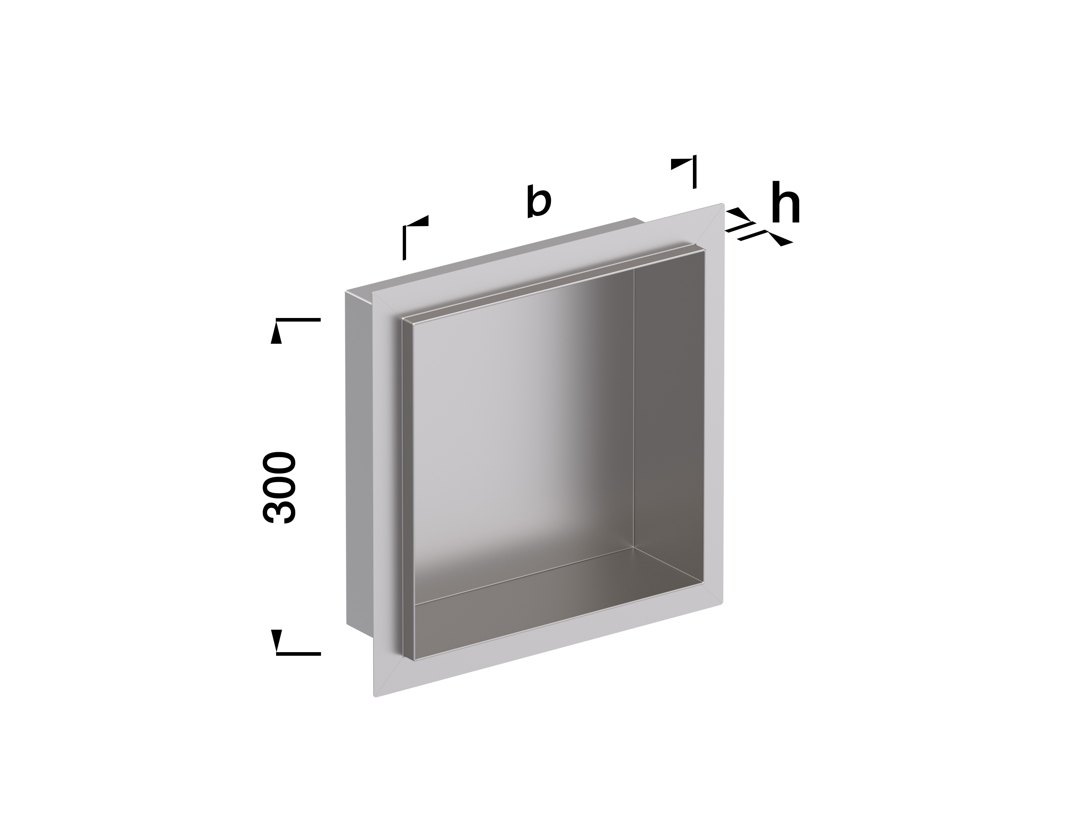 Alferpro Duschnische Alferbox 30x30x1,1 cm Tiefe: 10 cm Edelstahl V2A Silbergrau pulverbeschichtet Metallic