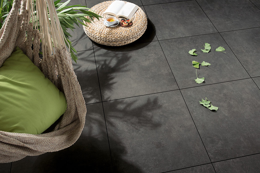 Urbanixx Gres Palermo Terrassenplatte Anthrazit Matt 60x60 cm rektifiziert R11/B
