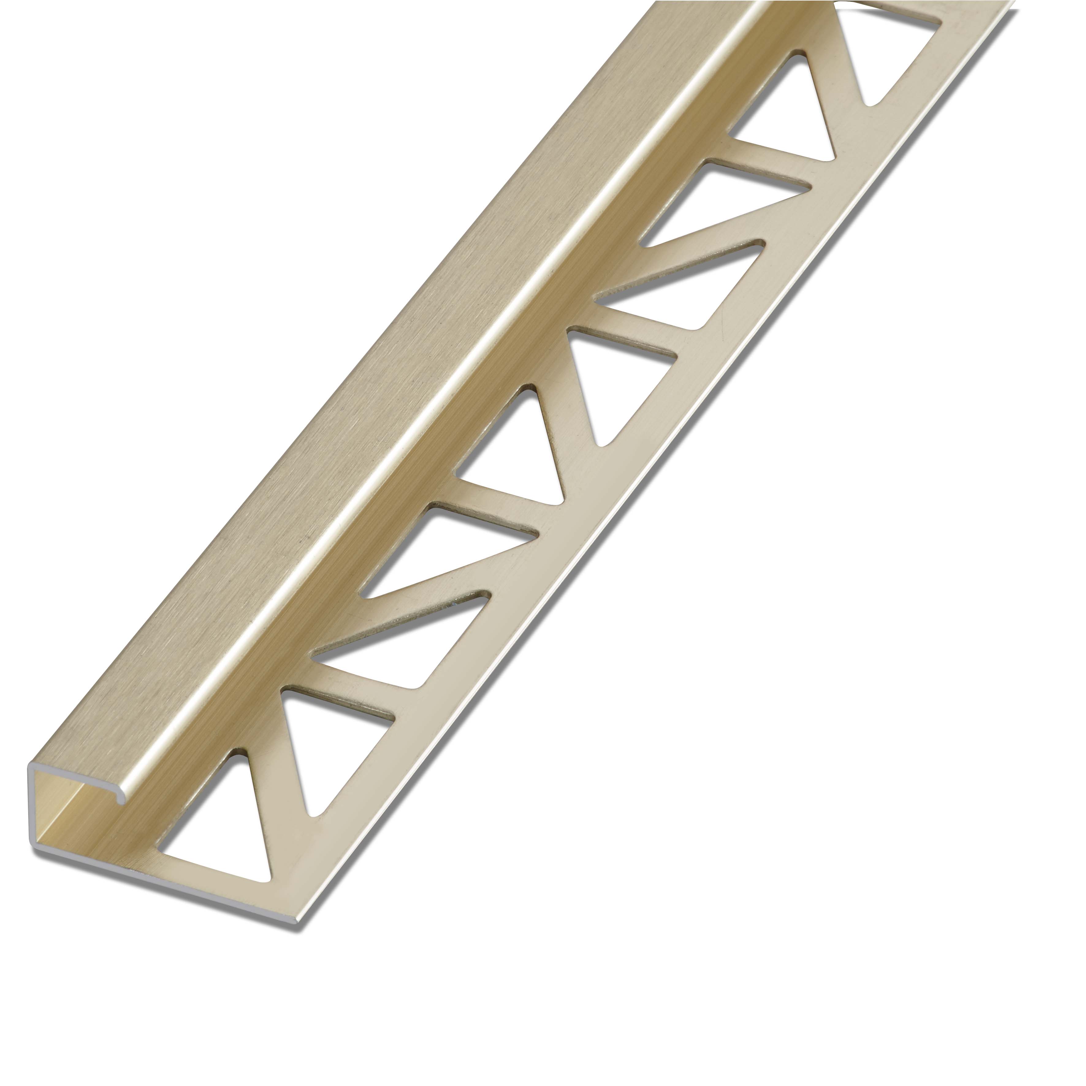 Blanke Fliesenschiene New York Edition L Form Aluminium eloxiert geschliffen Champagner matt 8 mm hoch 2,5 m