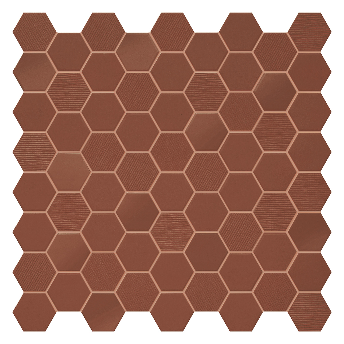 Catalea Gres Tokio Hexagonmosaik Rot Glänzend Matt 31,6x31,6 cm rektifiziert R10