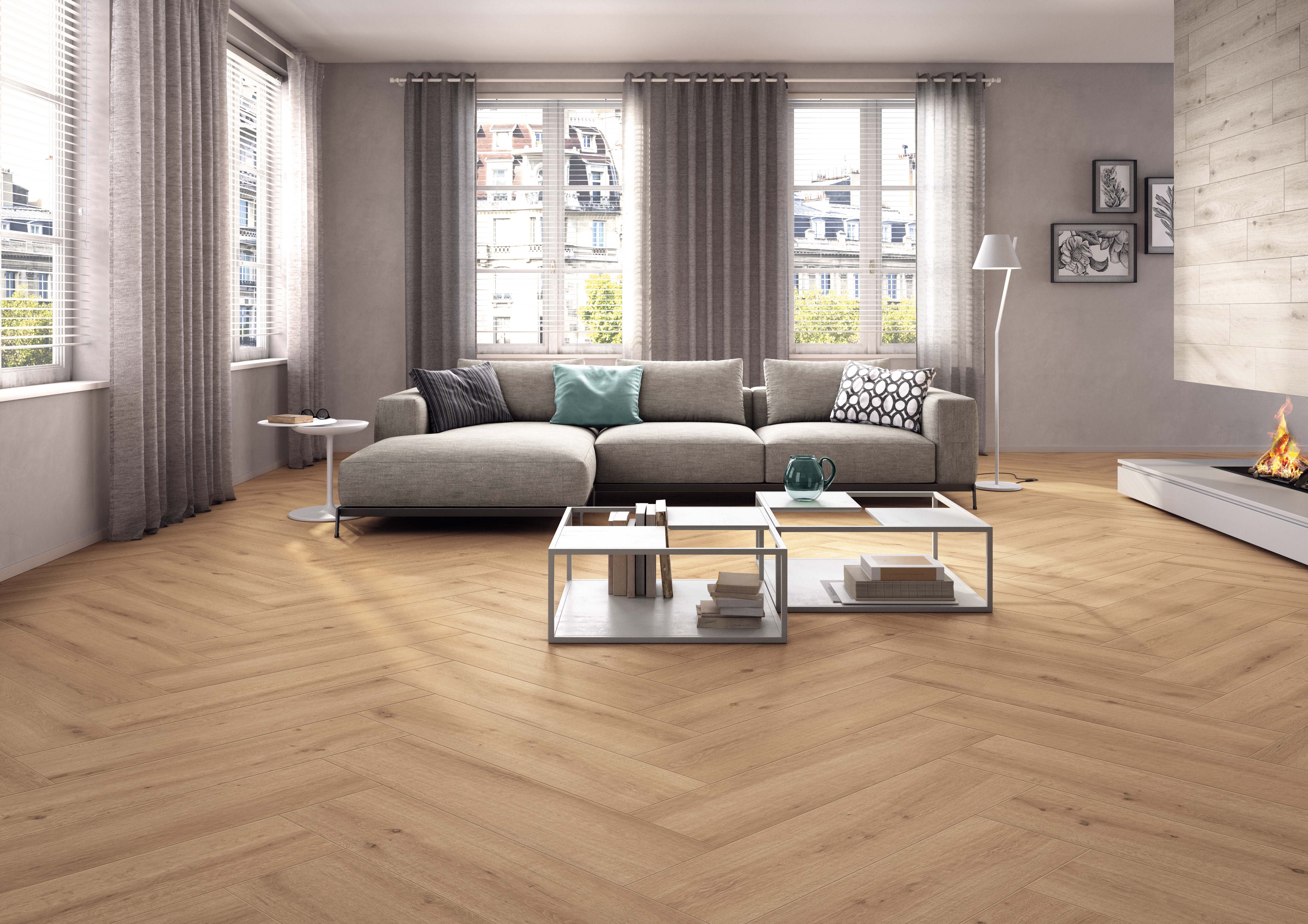 Noem Gres Malaga Bodenfliese Holzoptik Braun Matt 22,5x90 cm rektifiziert R10A