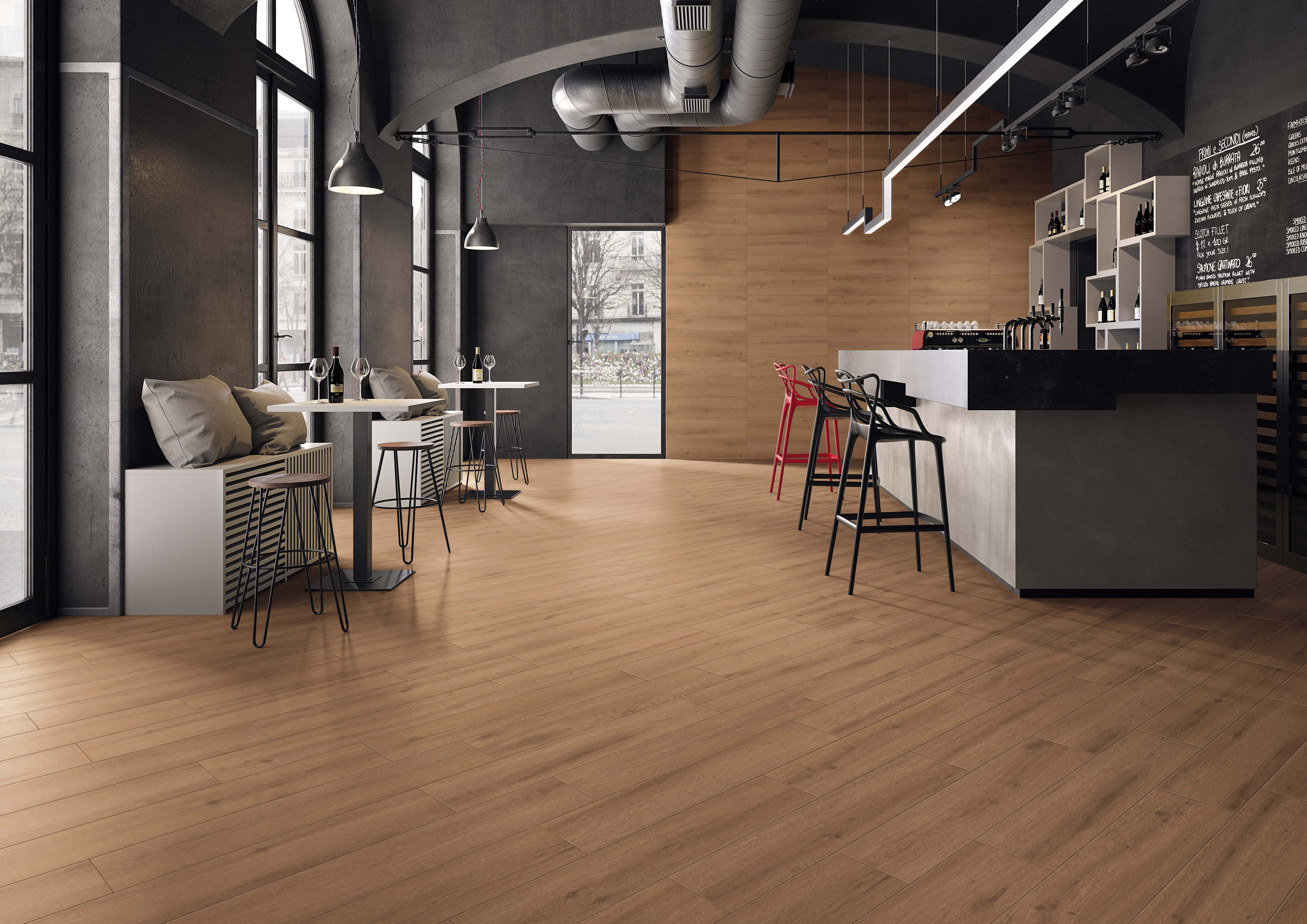 Noem Gres Malaga Bodenfliese Holzoptik Dunkelbraun Matt 22,5x90 cm rektifiziert R10A