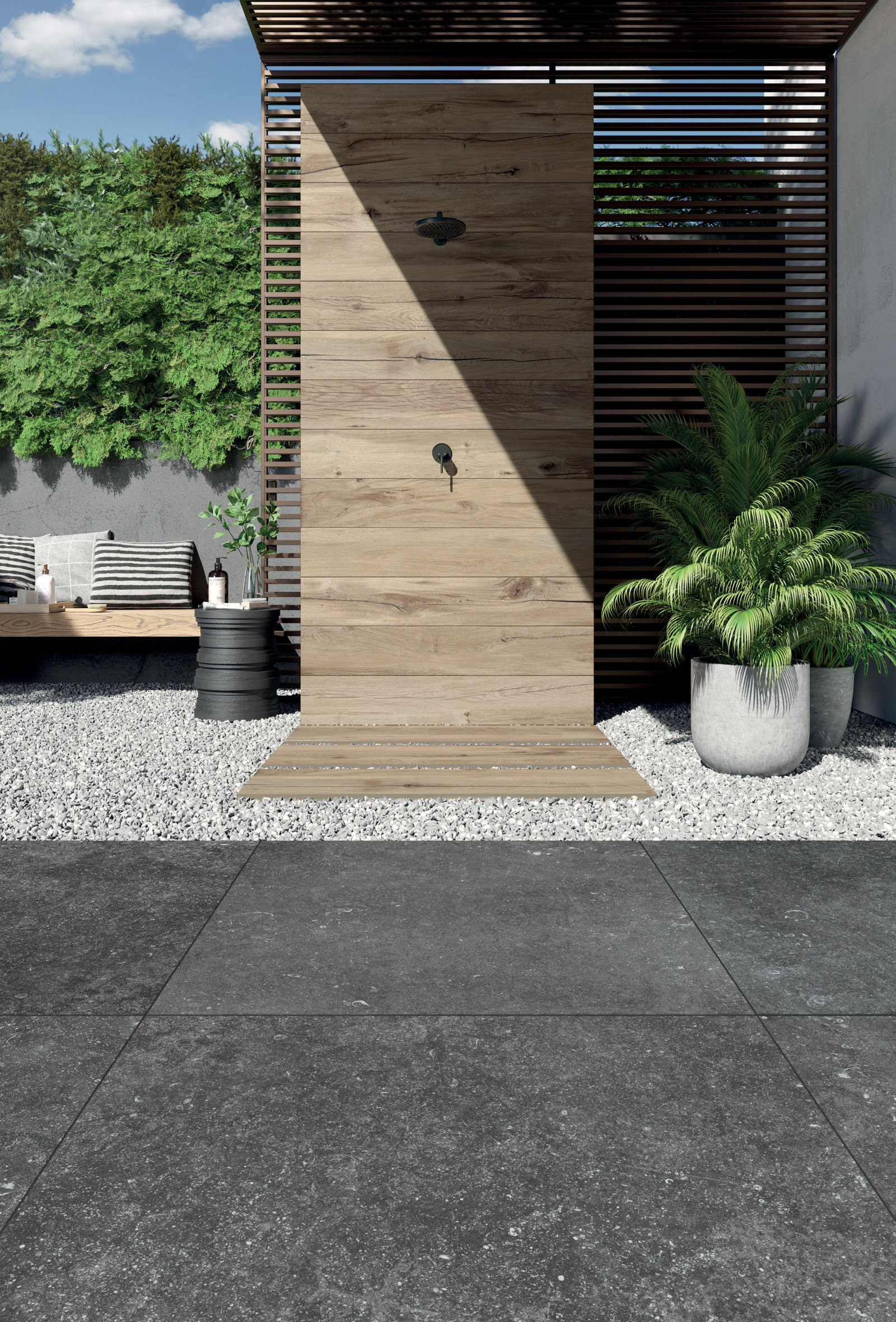 Flaviker X20 Nordik Stone keramisches Terrassenelement Natursteinoptik Grau Matt 90x90 cm rektifiziert R11C