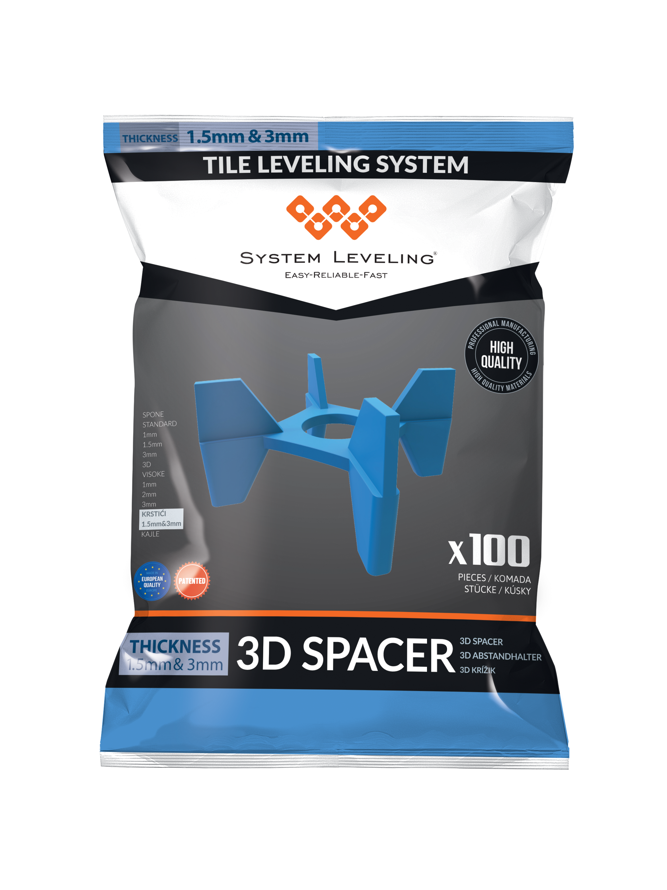 System Leveling 3D Fugenkreuz 100 Stück