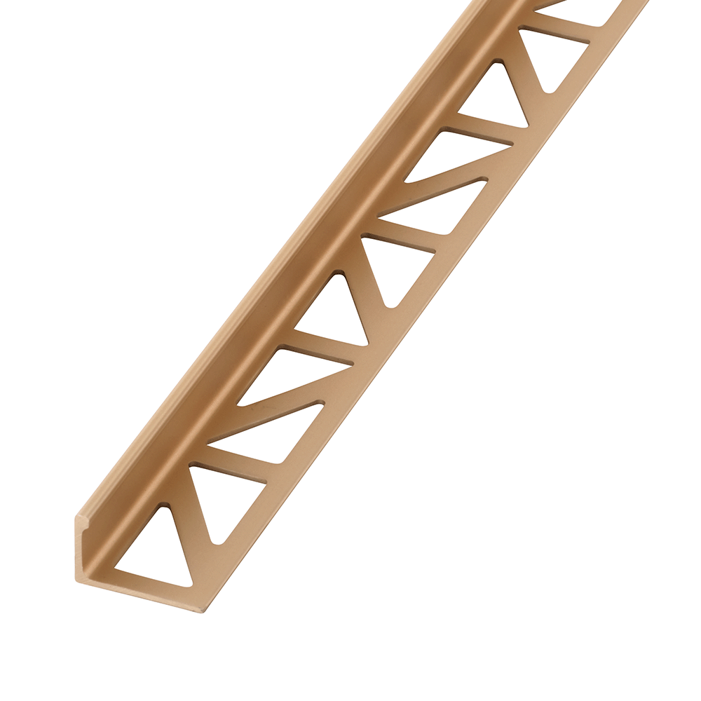 Blanke Fliesenschiene L Form Aluminium eloxiert goldfarbig matt 8 mm hoch 2,5 m lang 