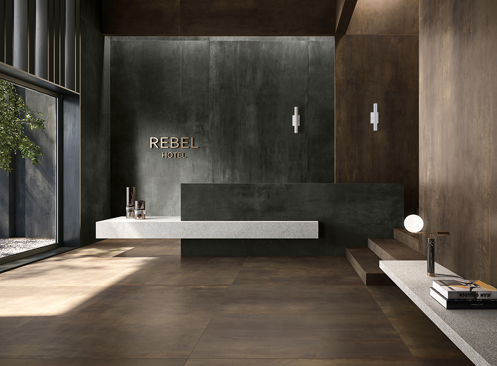 Flaviker Rebel Bodenfliese Metalloptik Bronze matt 120x120 cm rekt. R10B Flaviker Rebel Bodenfliese Metalloptik Bronze matt 120x120 cm rekt. R10B