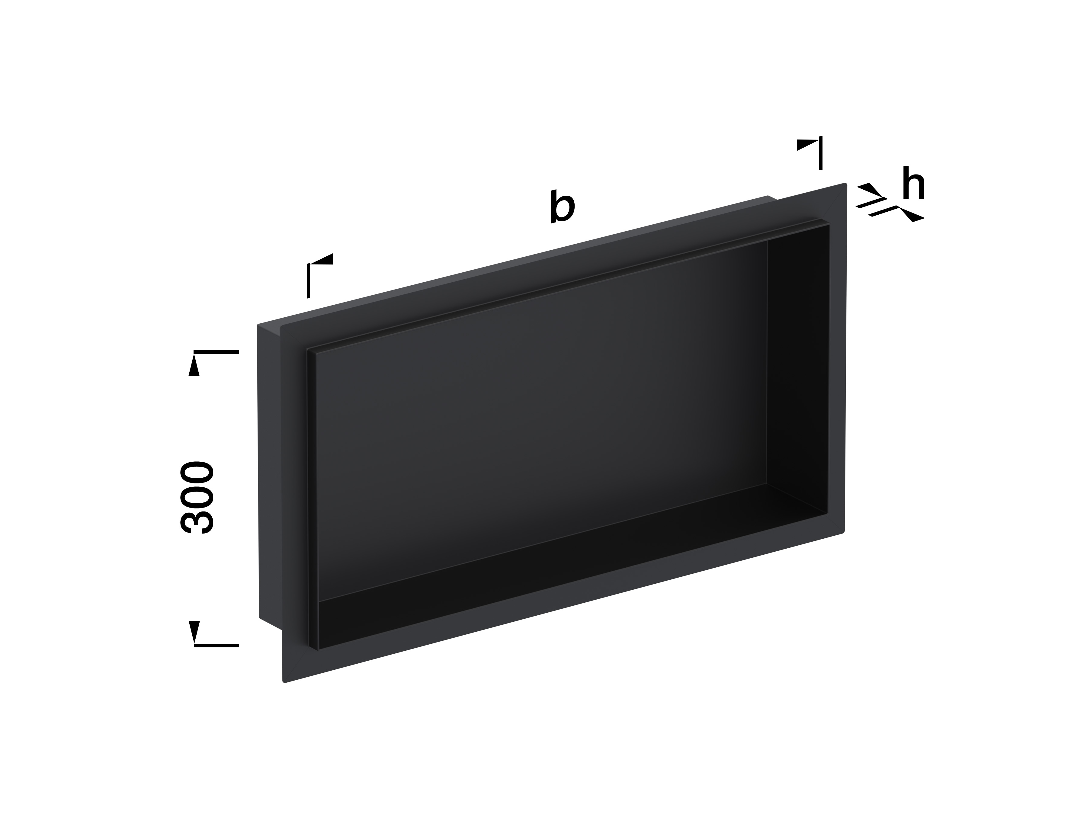 Alferpro Duschnische Alferbox 30x60x1,1 cm Tiefe: 10 cm Edelstahl V2A Schwarz matt pulverbeschichtet