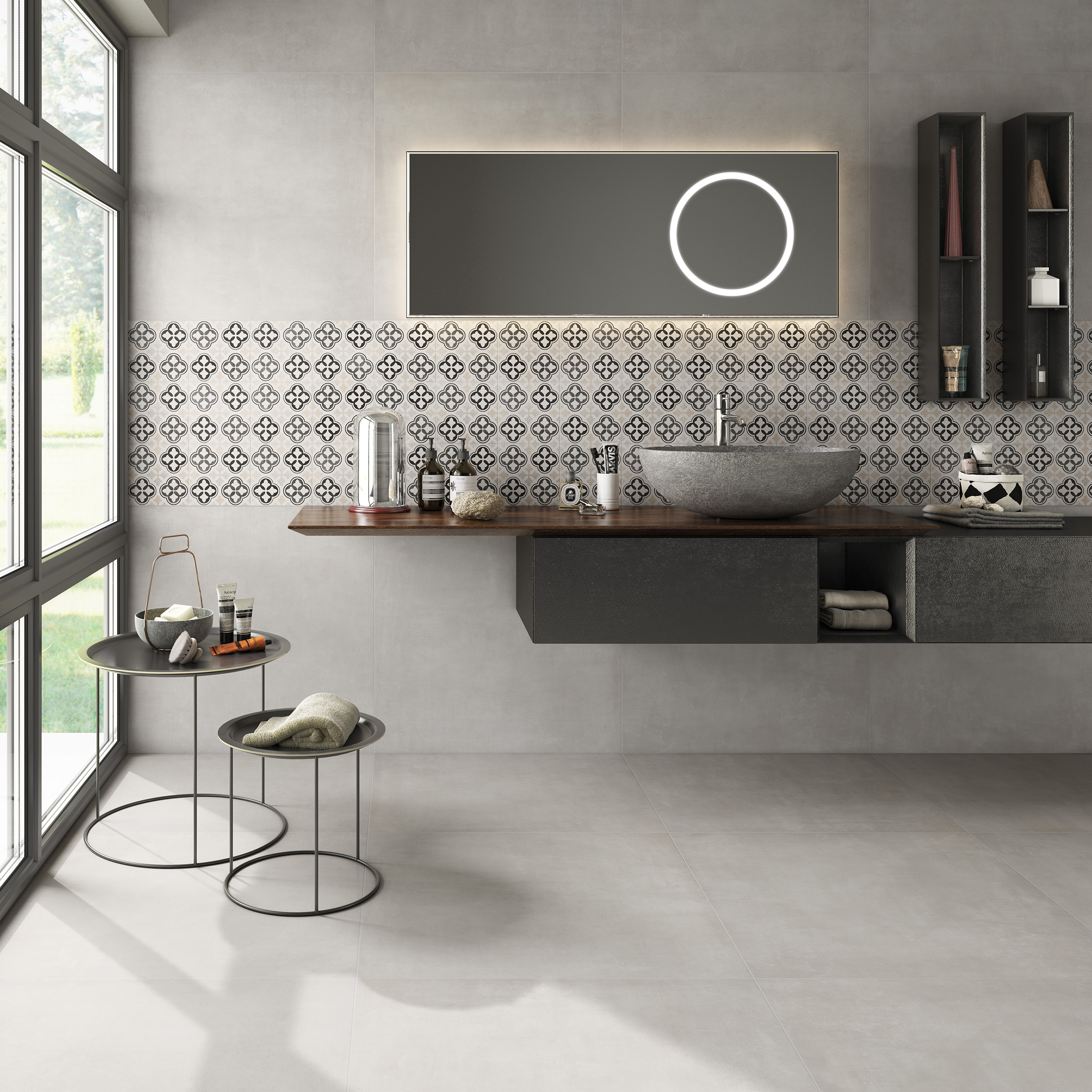 Urbanixx Gres Bari Bodenfliese Betonoptik Weiß Matt 60x60 cm rektifiziert R9