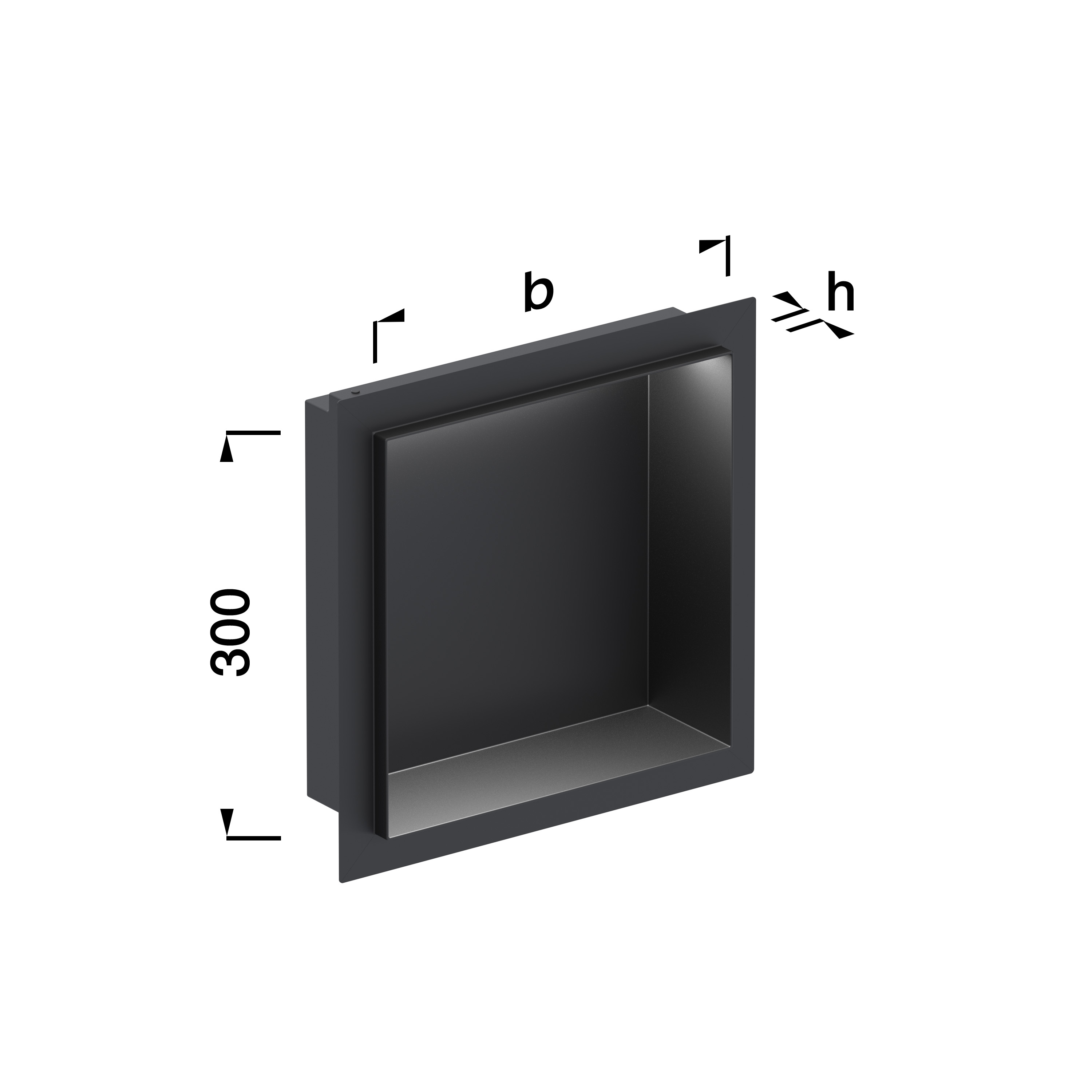 Alferpro LED Duschnische Alferbox 30x30x1,5 cm Tiefe: 10 cm Edelstahl V2A Schwarz pulverbeschichtet matt inkl. Beleuchtung 