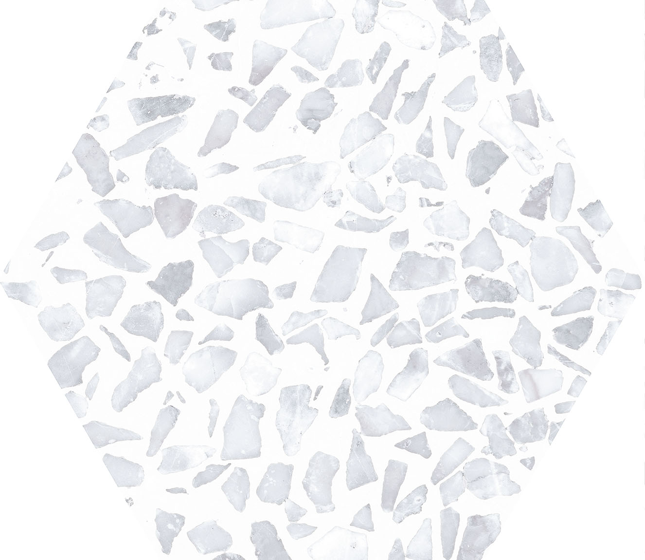 Urbanixx Gres Tarfala Bodenfliesen Terrazzooptik Hexagon Hellgrau Matt 23,2x26,7 cm rektifiziert
