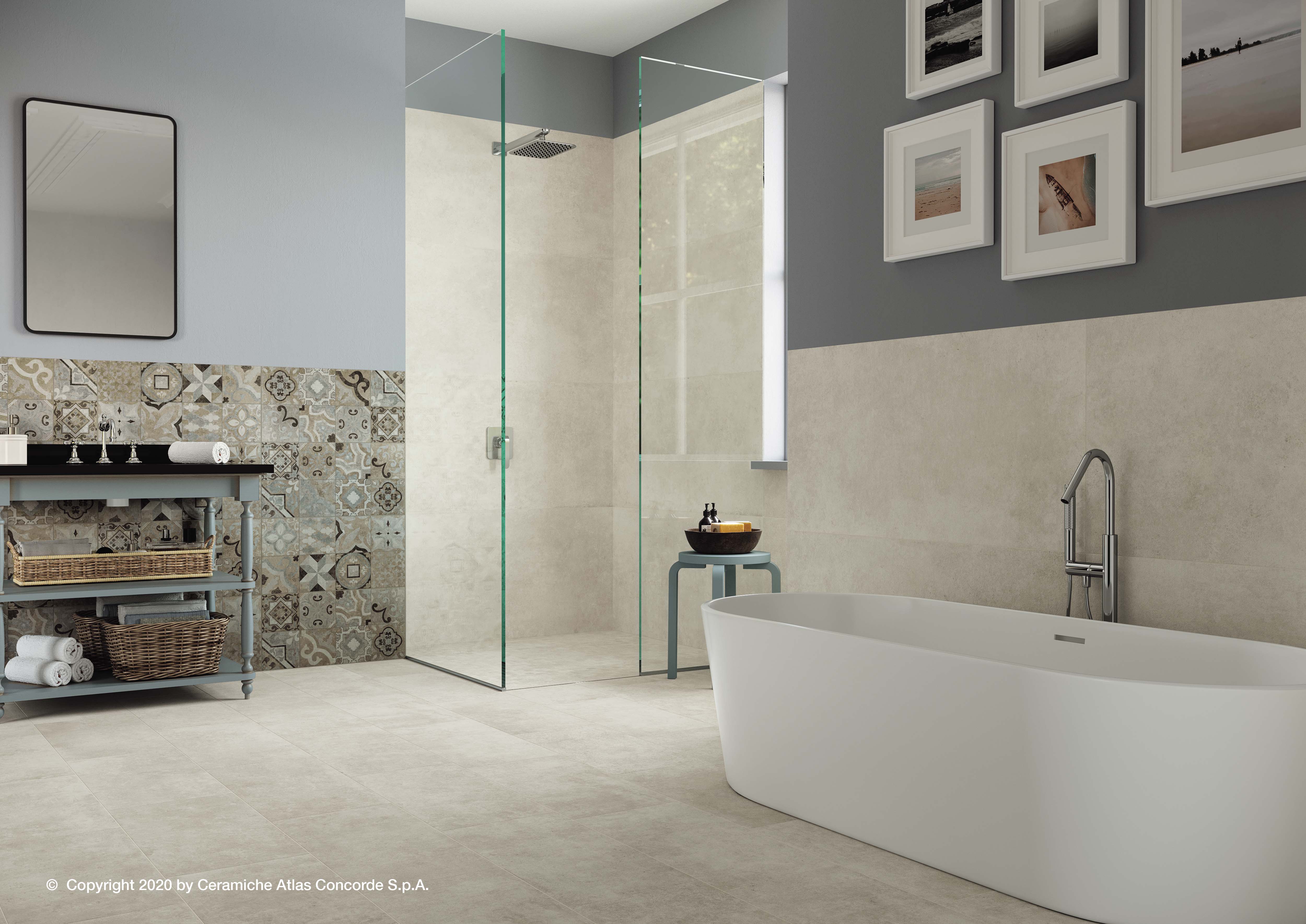 Urbanixx Gres Marbella Bodenfliese Betonoptik Weiß matt 60x60 cm rekt. R10B
