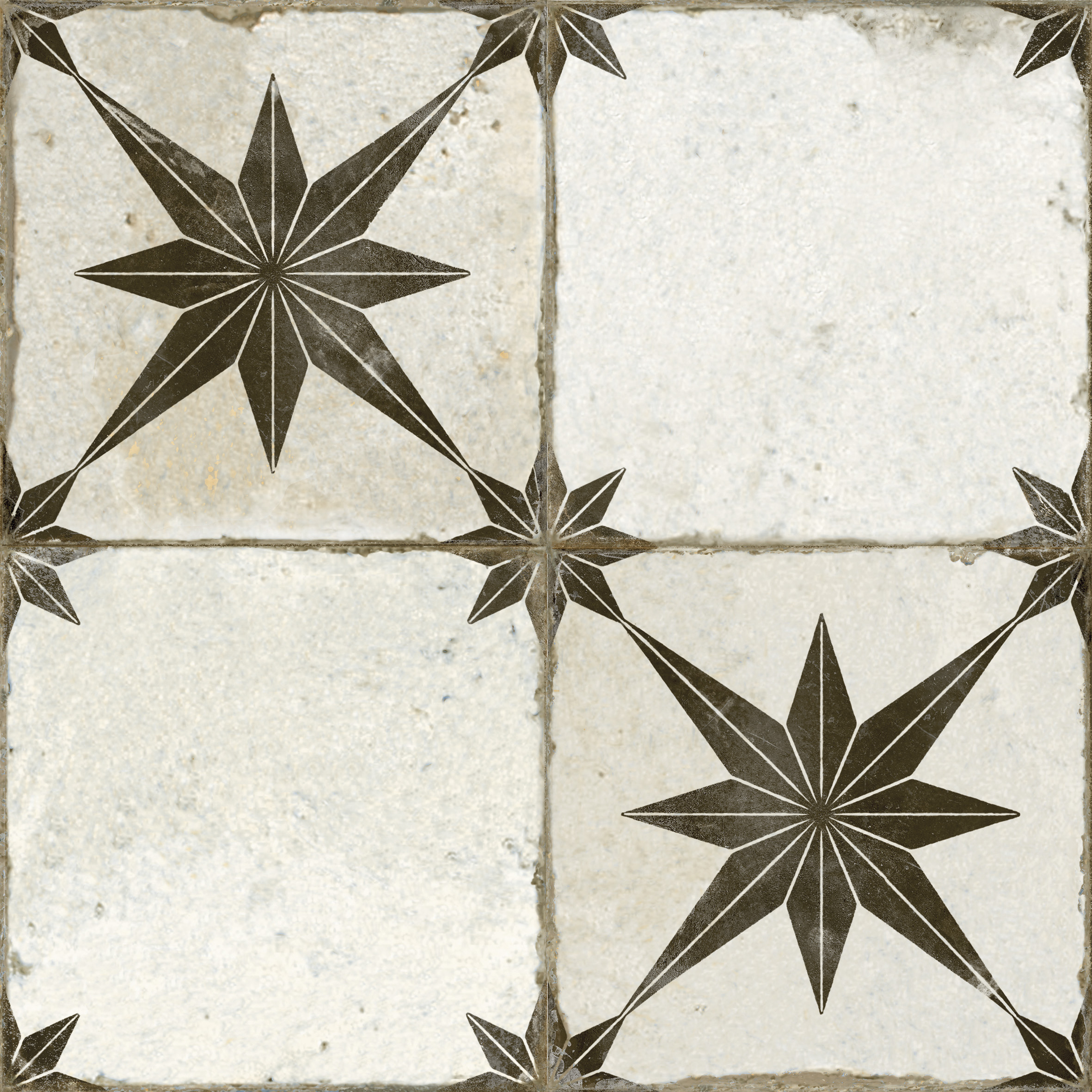 Peronda Star Retrofliese Vintageoptik Mix Schwarz Hellgrün Matt 45x45 cm R9