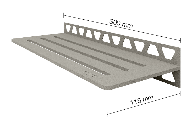 Schlüter SHELF W S1 300x115 mm Wave TSSG strukturbeschichtet Steingrau Duschablage